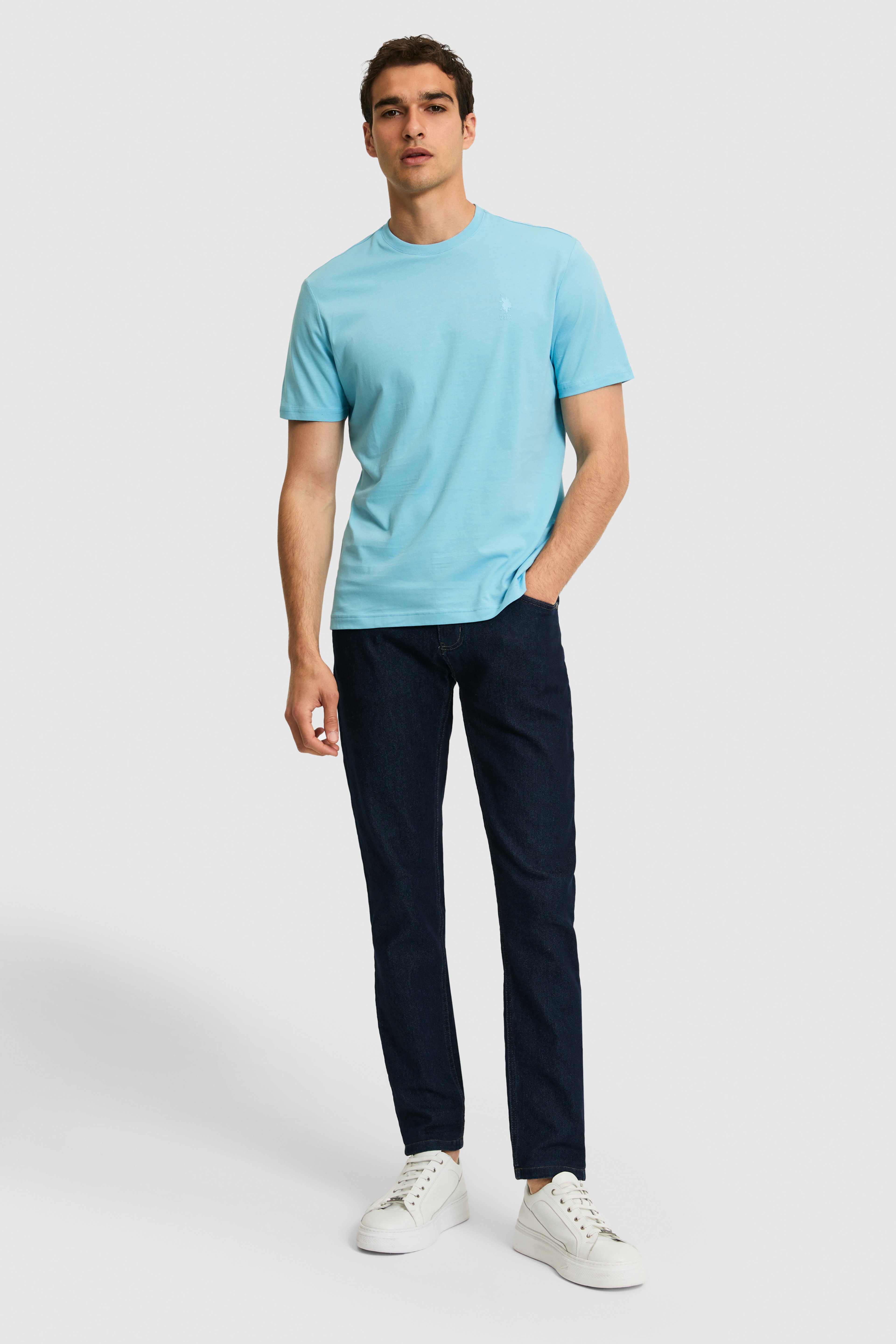 Erkek Regular Fit Bisiklet Yaka Aqua Basic Tişört
