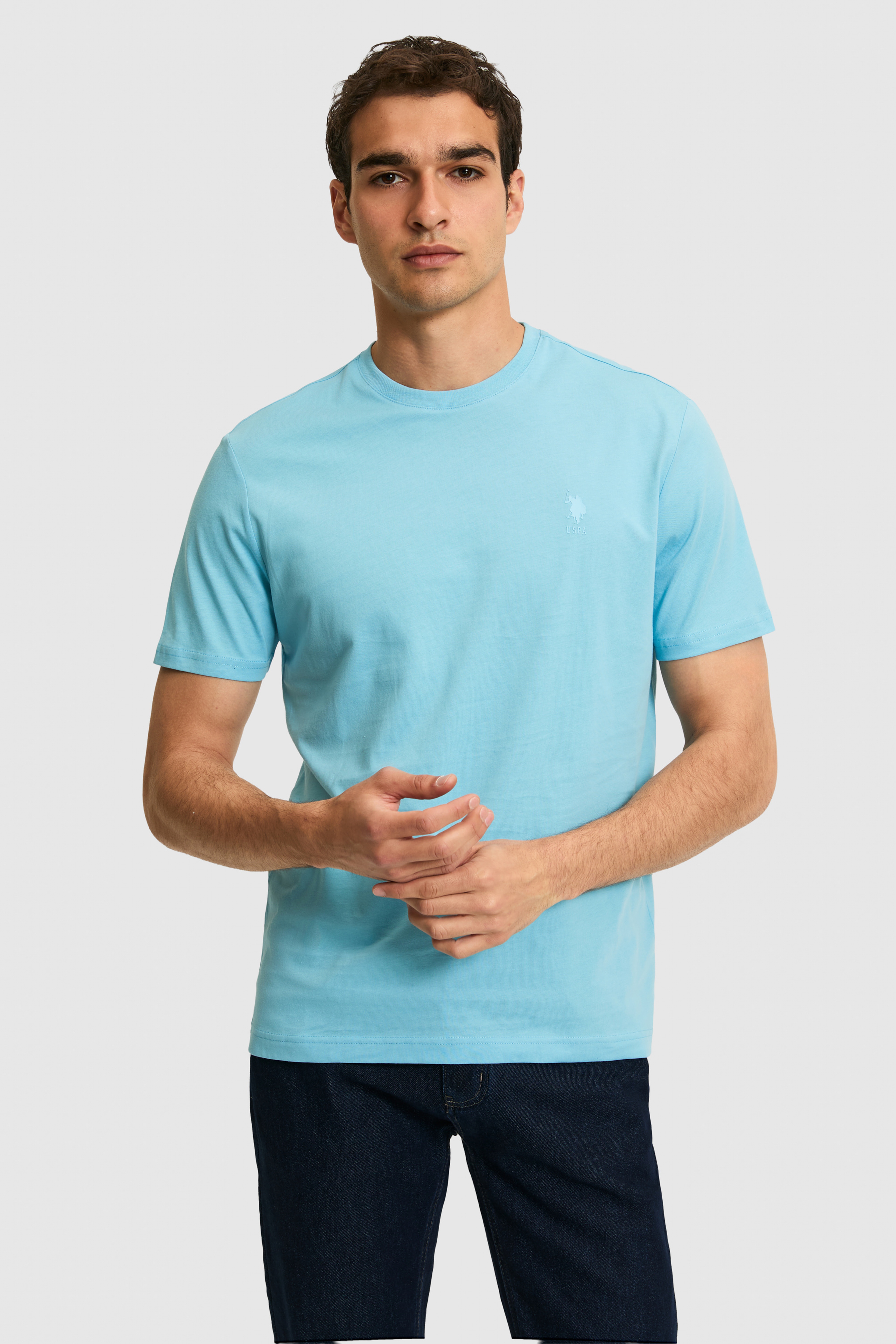 Erkek Regular Fit Bisiklet Yaka Aqua Basic Tişört - Image 1