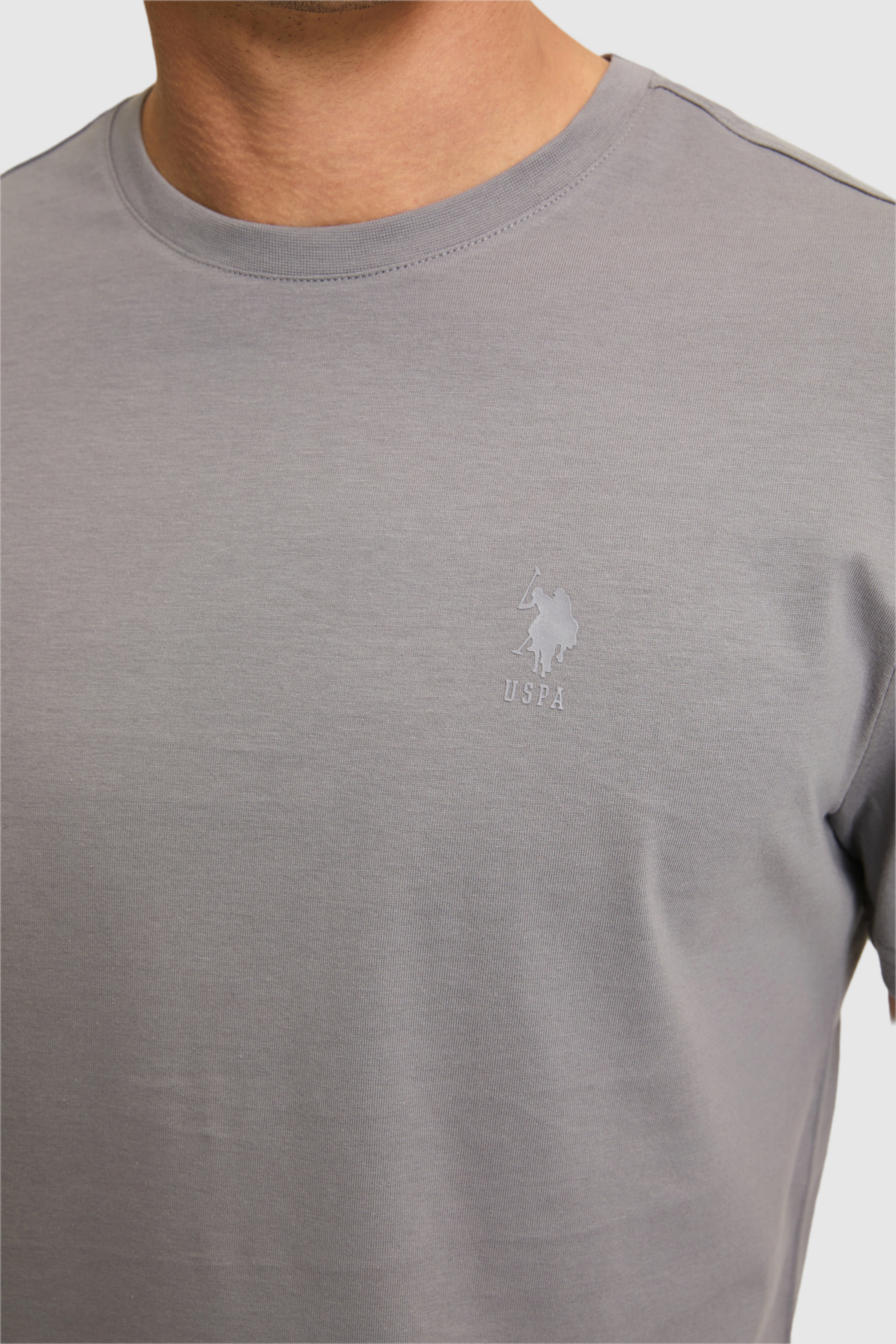 Erkek Regular Fit Bisiklet Yaka Gri Basic Tişört - Image 6