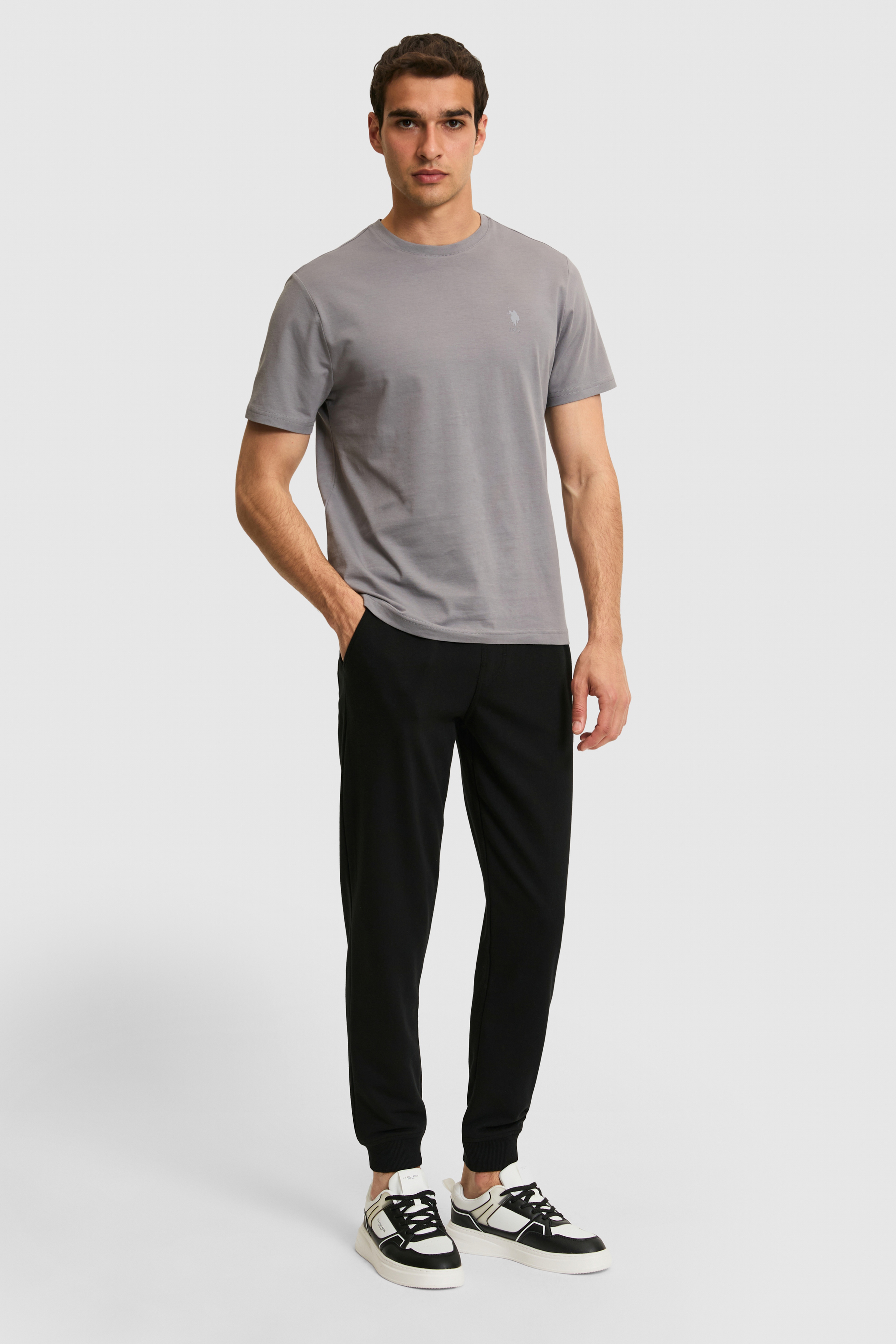 Erkek Regular Fit Bisiklet Yaka Gri Basic Tişört - Image 4