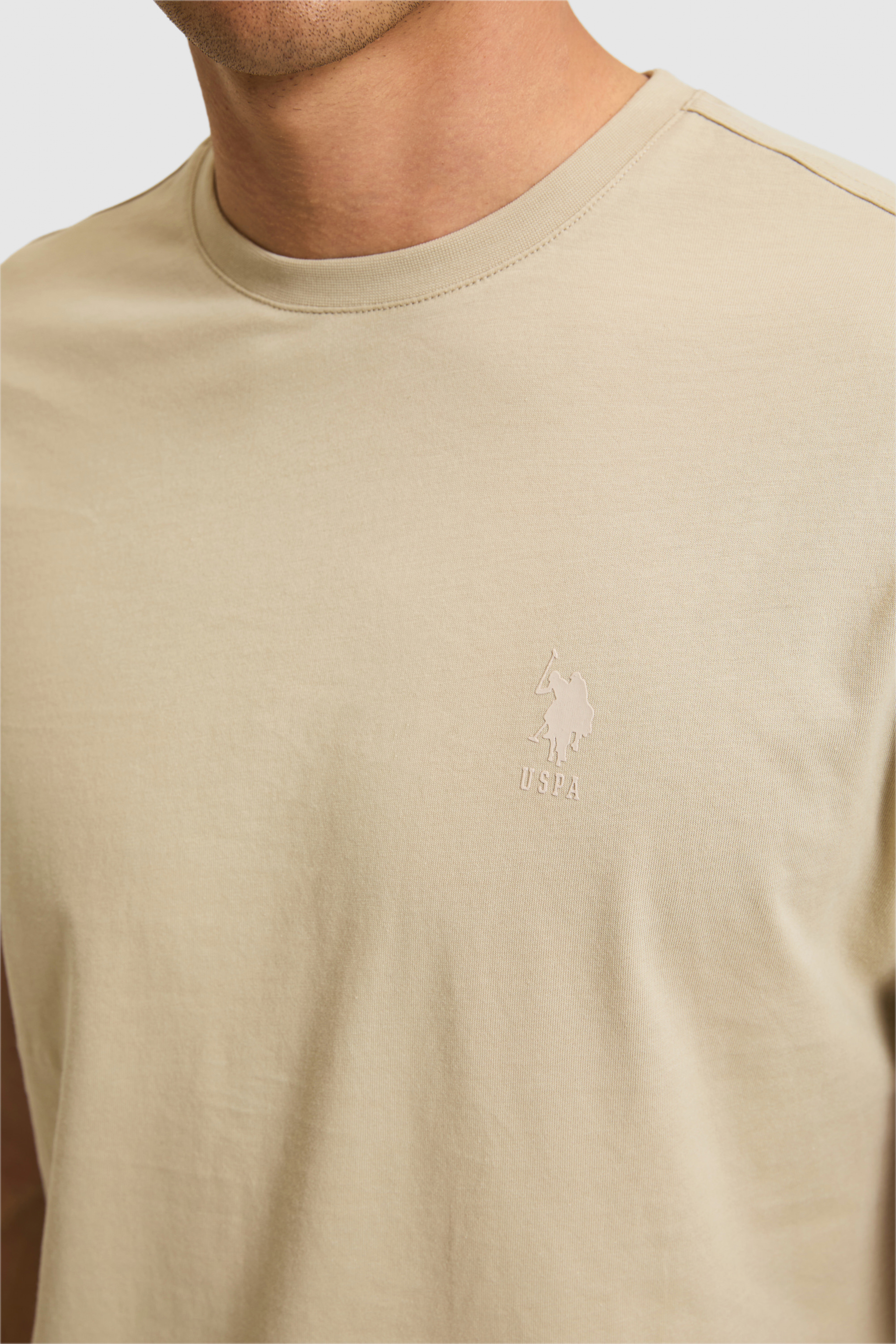 Erkek Regular Fit Bisiklet Yaka Açık Haki Basic Tişört - Image 6