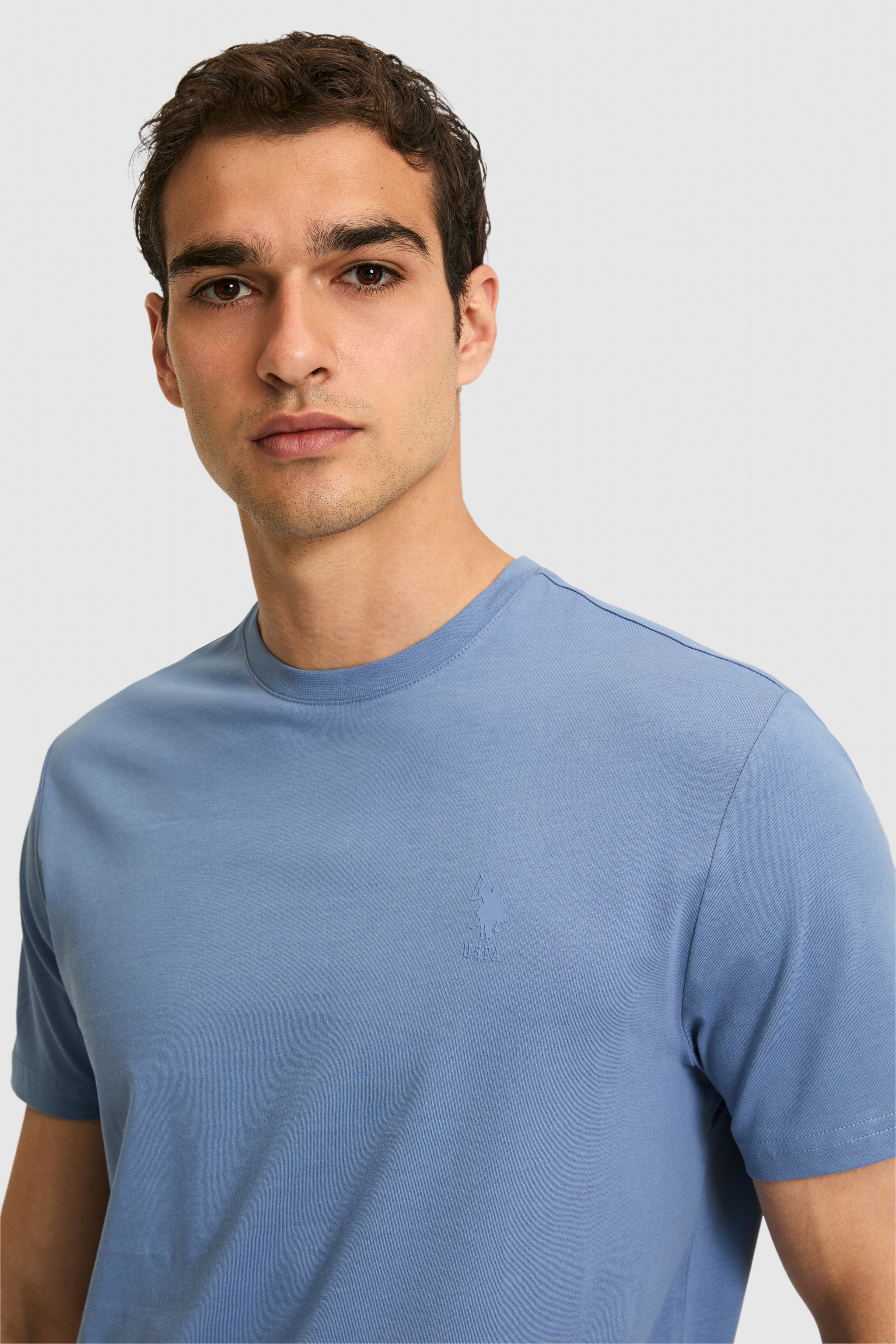 Erkek Regular Fit Bisiklet Yaka İndigo Basic Tişört - Image 2