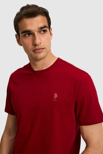 Erkek Regular Fit Bisiklet Yaka Bordo Basic Tişört