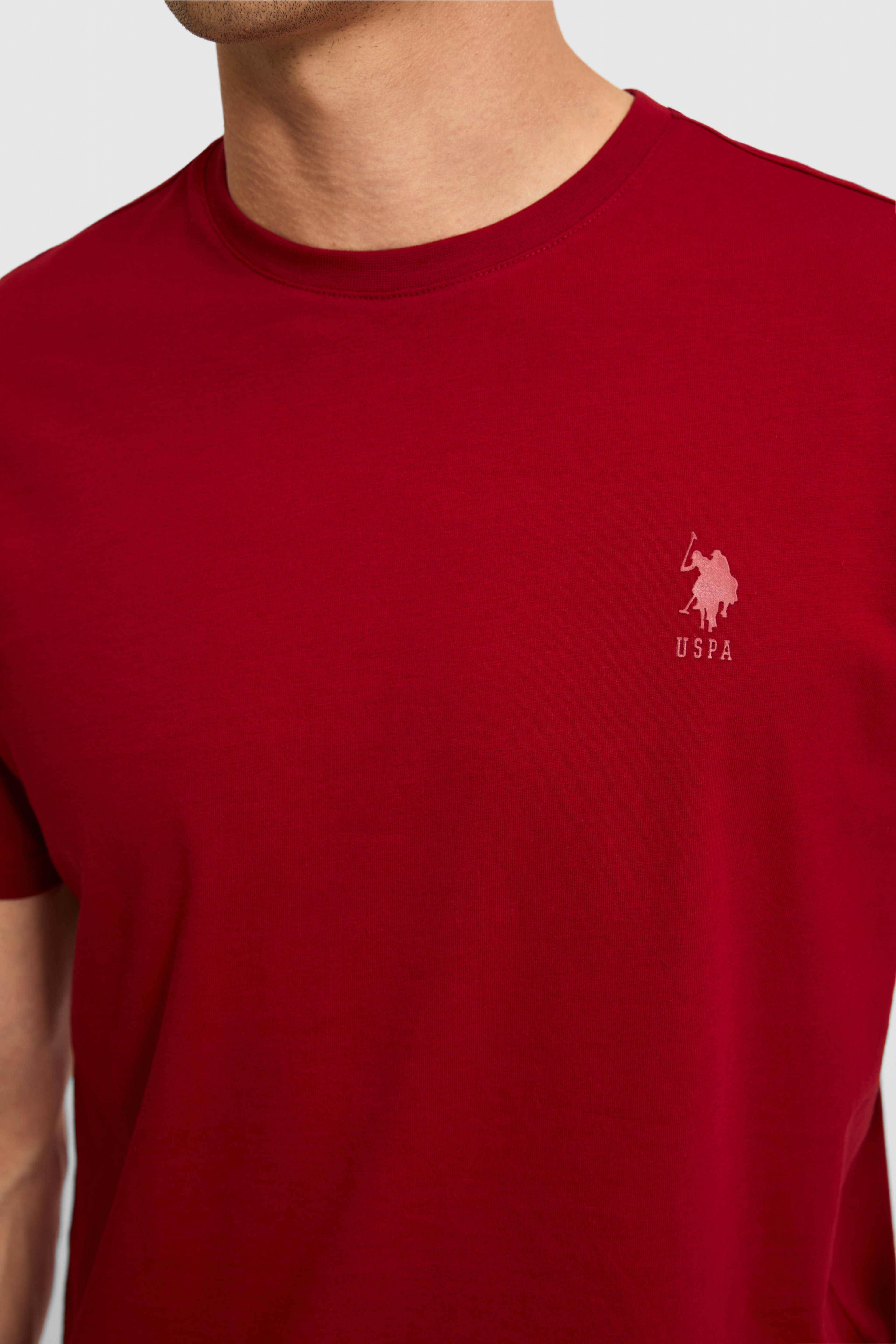 Erkek Regular Fit Bisiklet Yaka Bordo Basic Tişört - Image 6