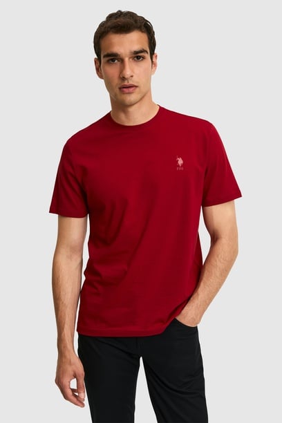 Erkek Regular Fit Bisiklet Yaka Bordo Basic Tişört