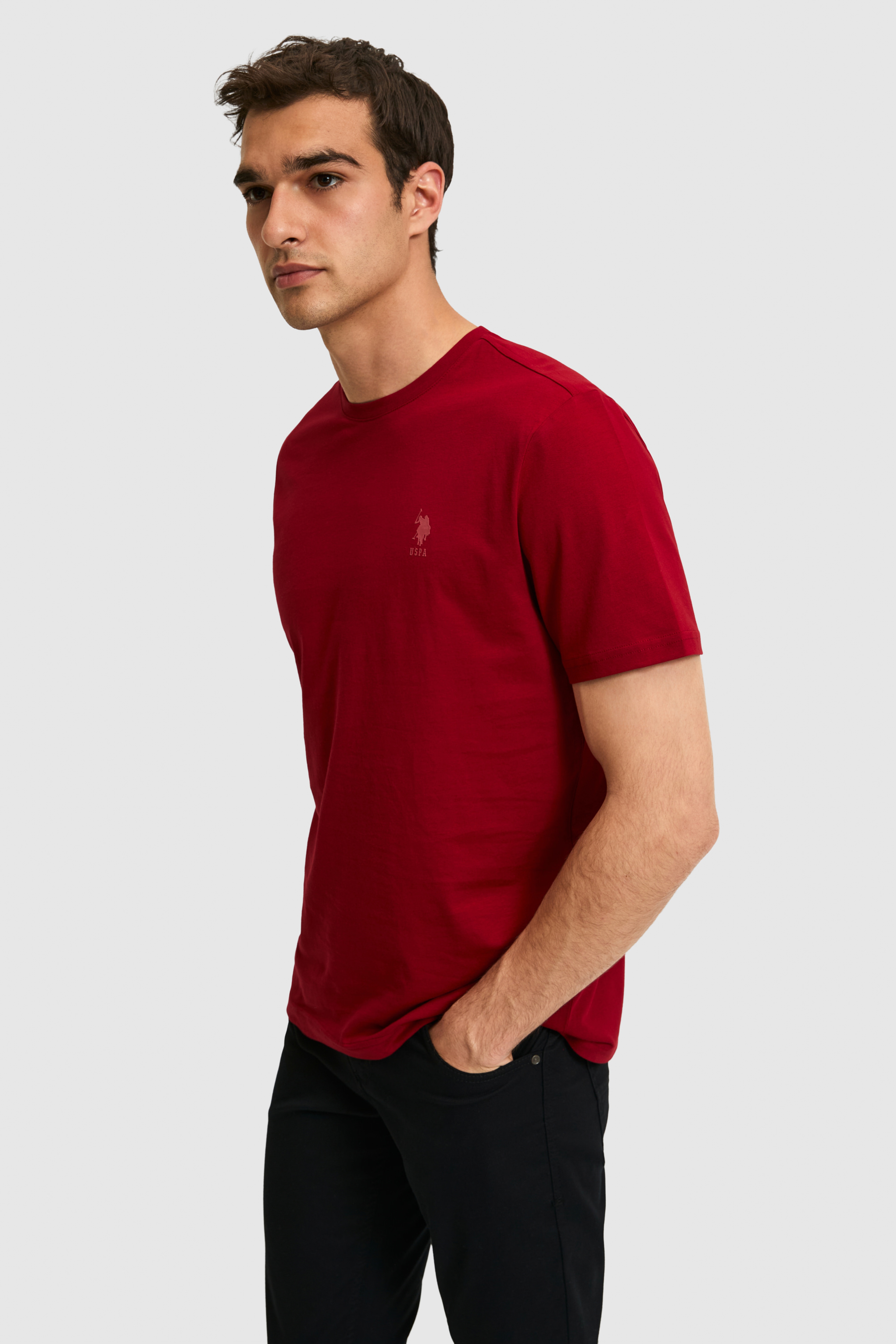 Erkek Regular Fit Bisiklet Yaka Bordo Basic Tişört