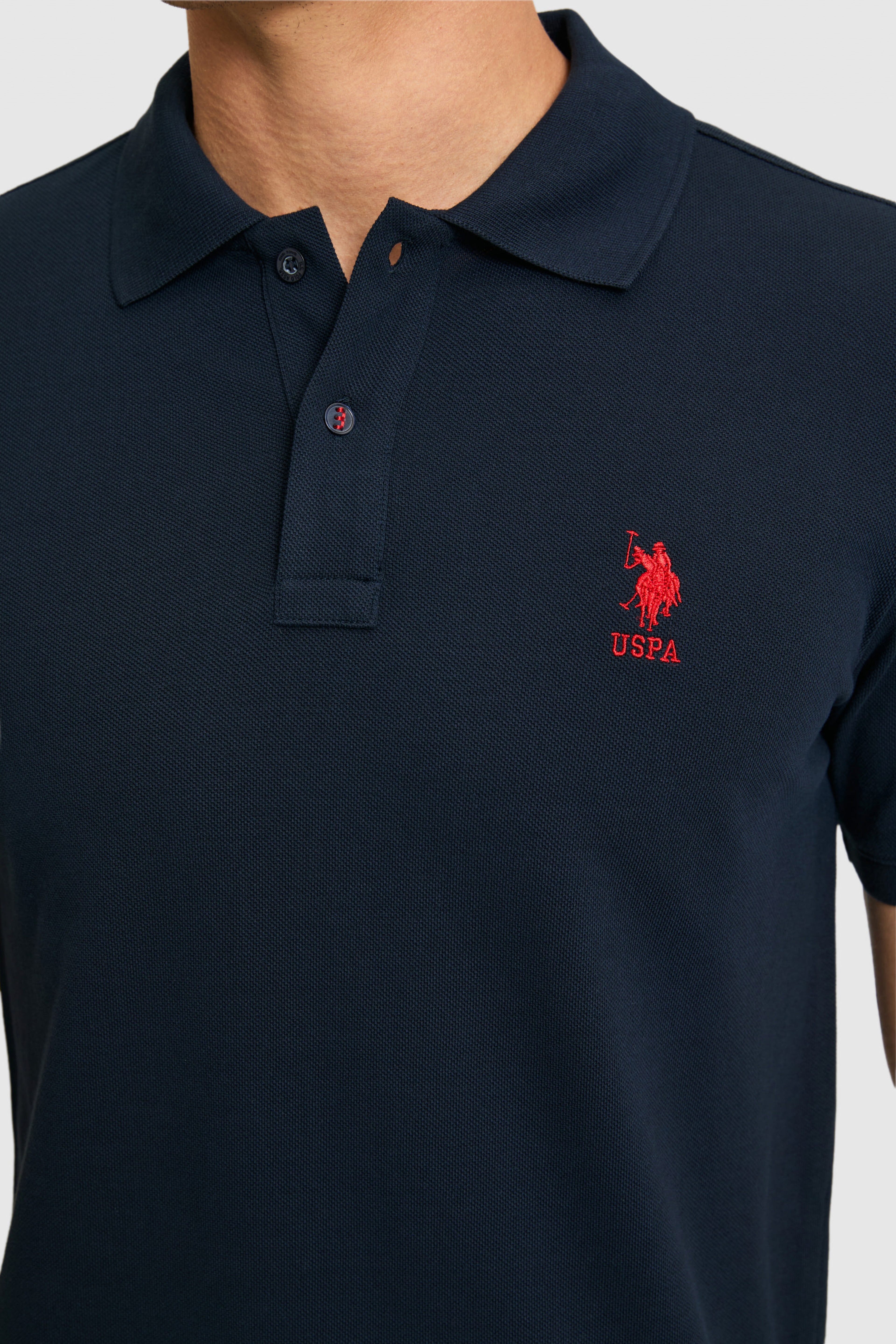 Erkek Slim Fit Polo Yaka Koyu Lacivert Basic Tişört - Image 6