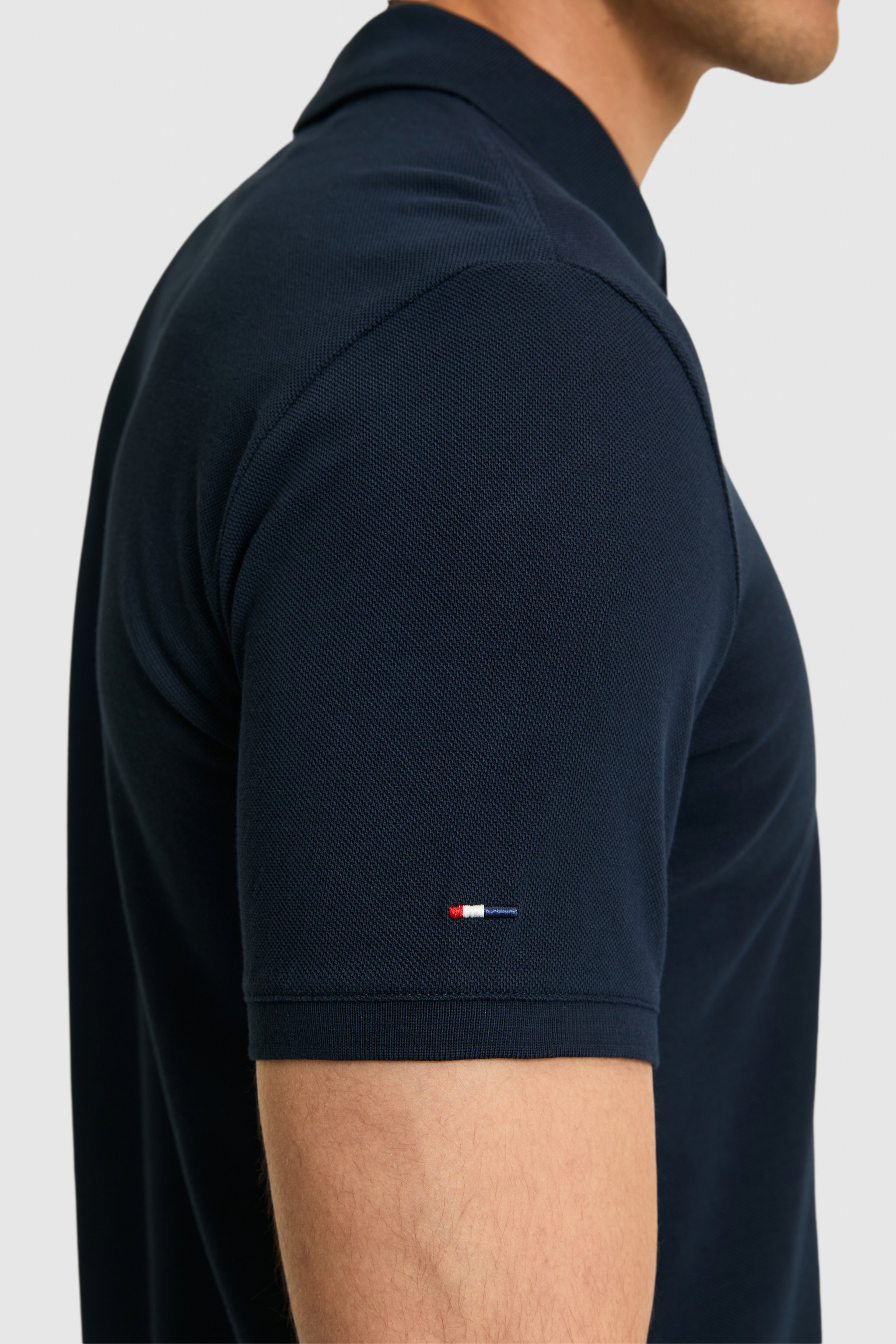 Erkek Slim Fit Polo Yaka Koyu Lacivert Basic Tişört - Image 7