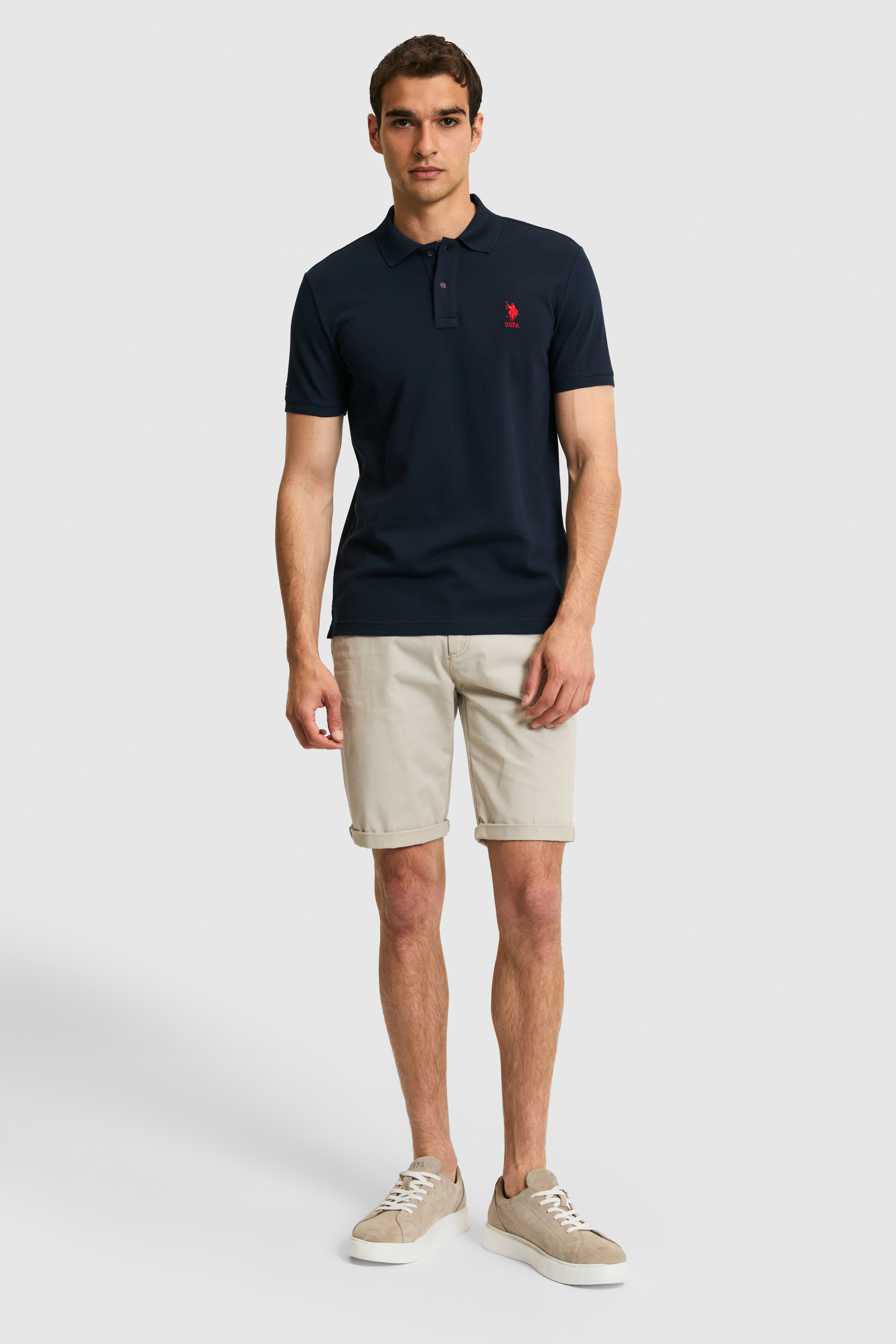 Erkek Slim Fit Polo Yaka Koyu Lacivert Basic Tişört - Image 4