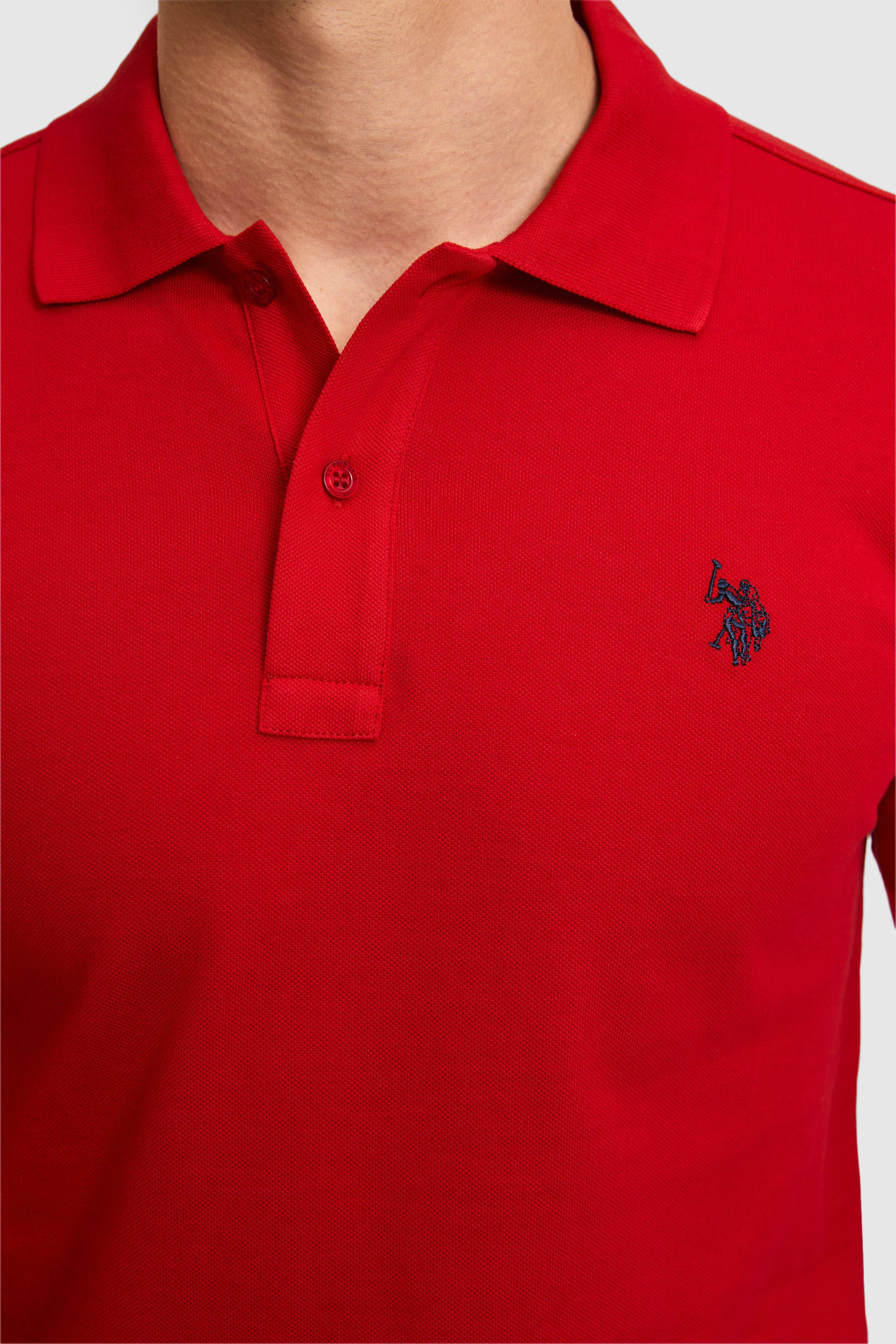 Erkek Slim Fit Fit Polo Yaka Kırmızı Basic Tişört