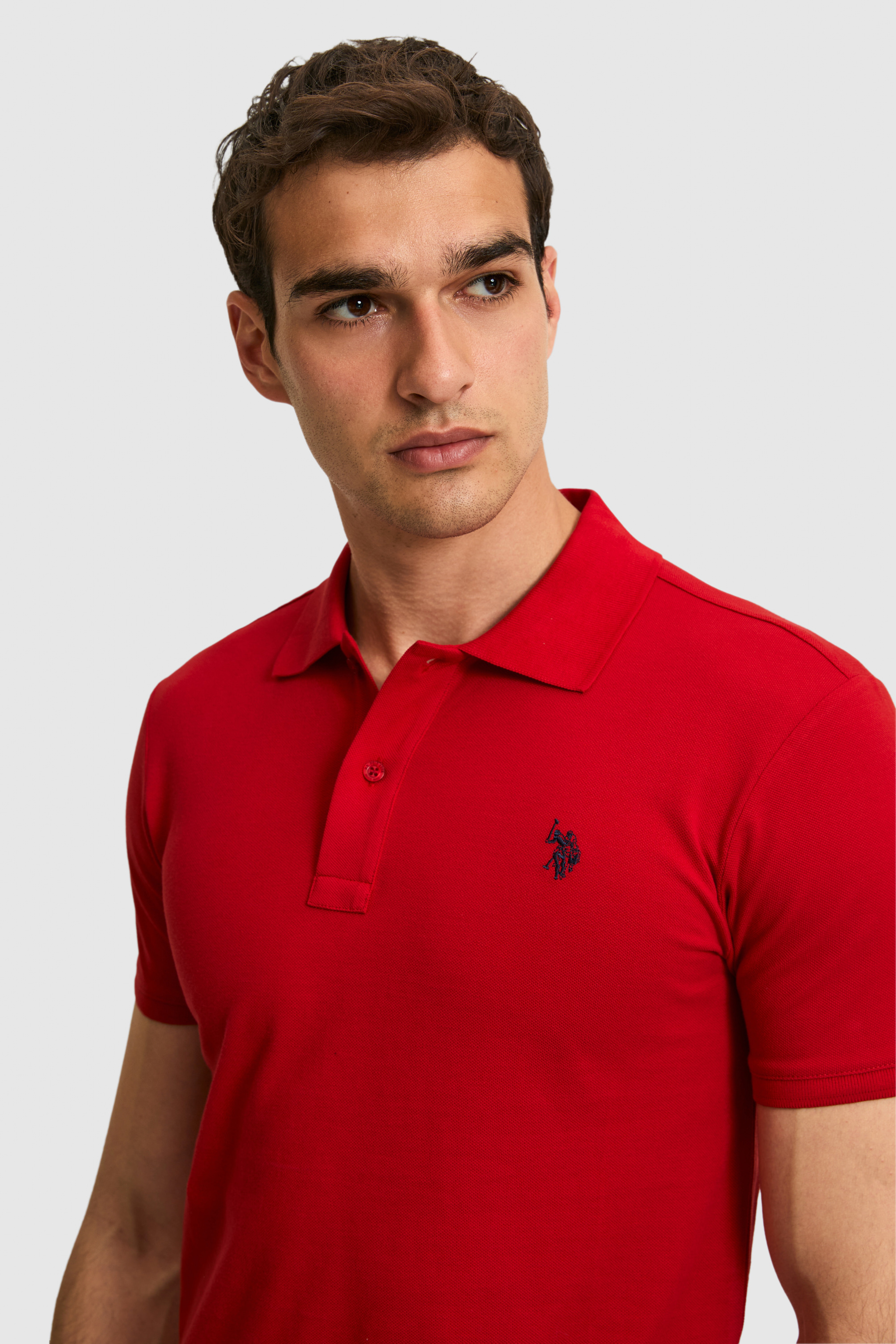 Erkek Slim Fit Fit Polo Yaka Kırmızı Basic Tişört - Image 2