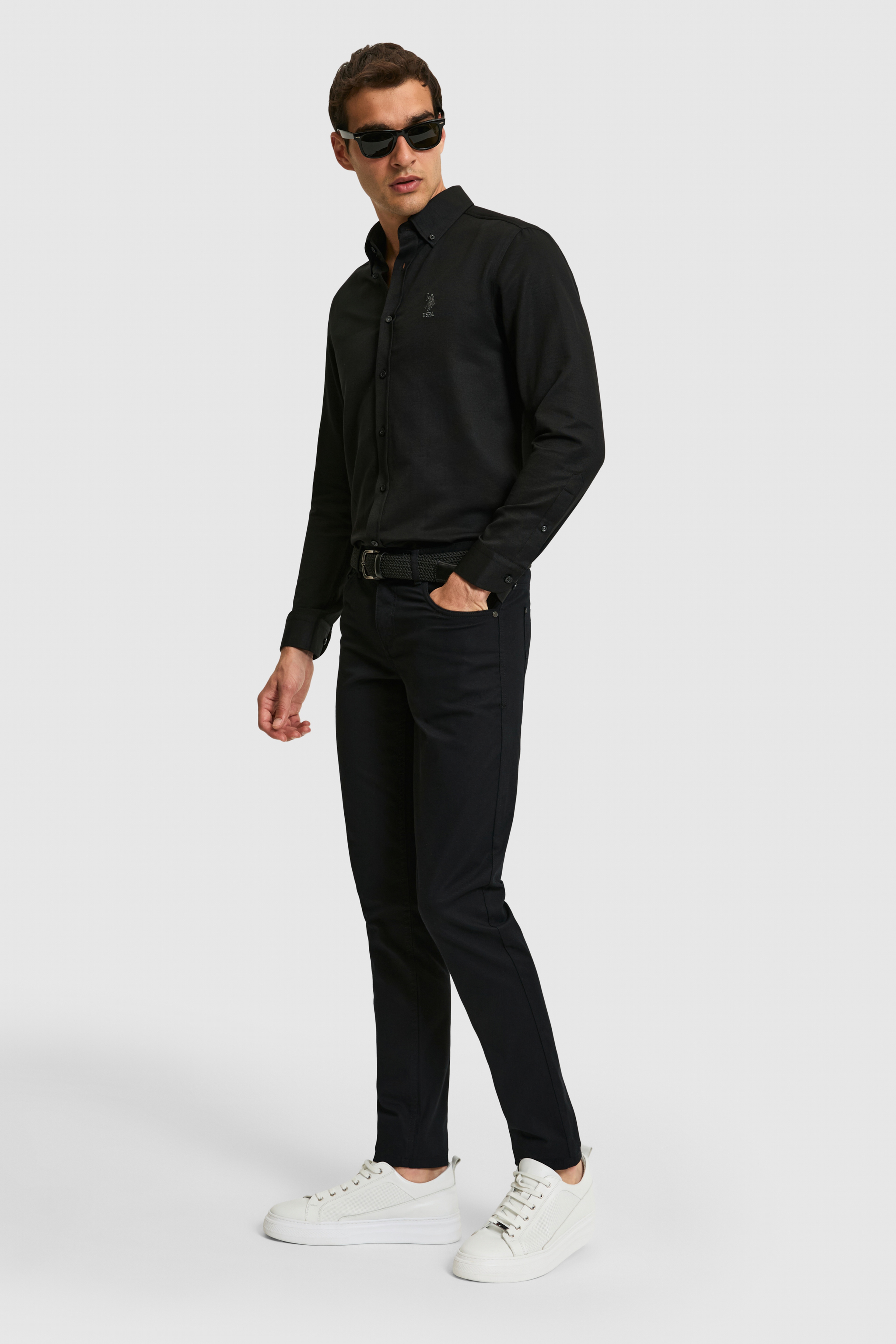 Erkek Slim Fit Siyah Kanvas / Chino Pantolon