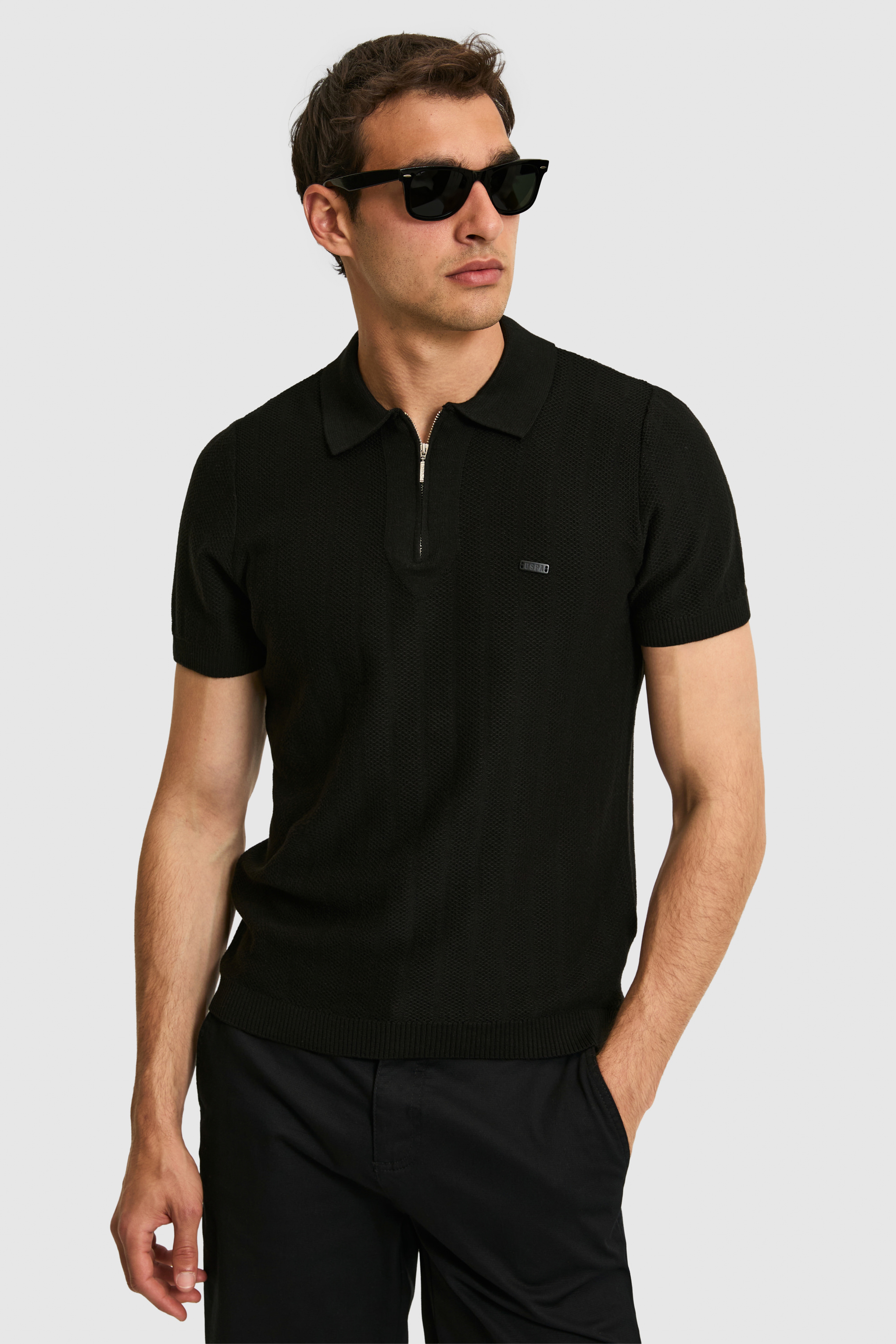 Erkek Regular Fit Polo Yaka Siyah Tişört