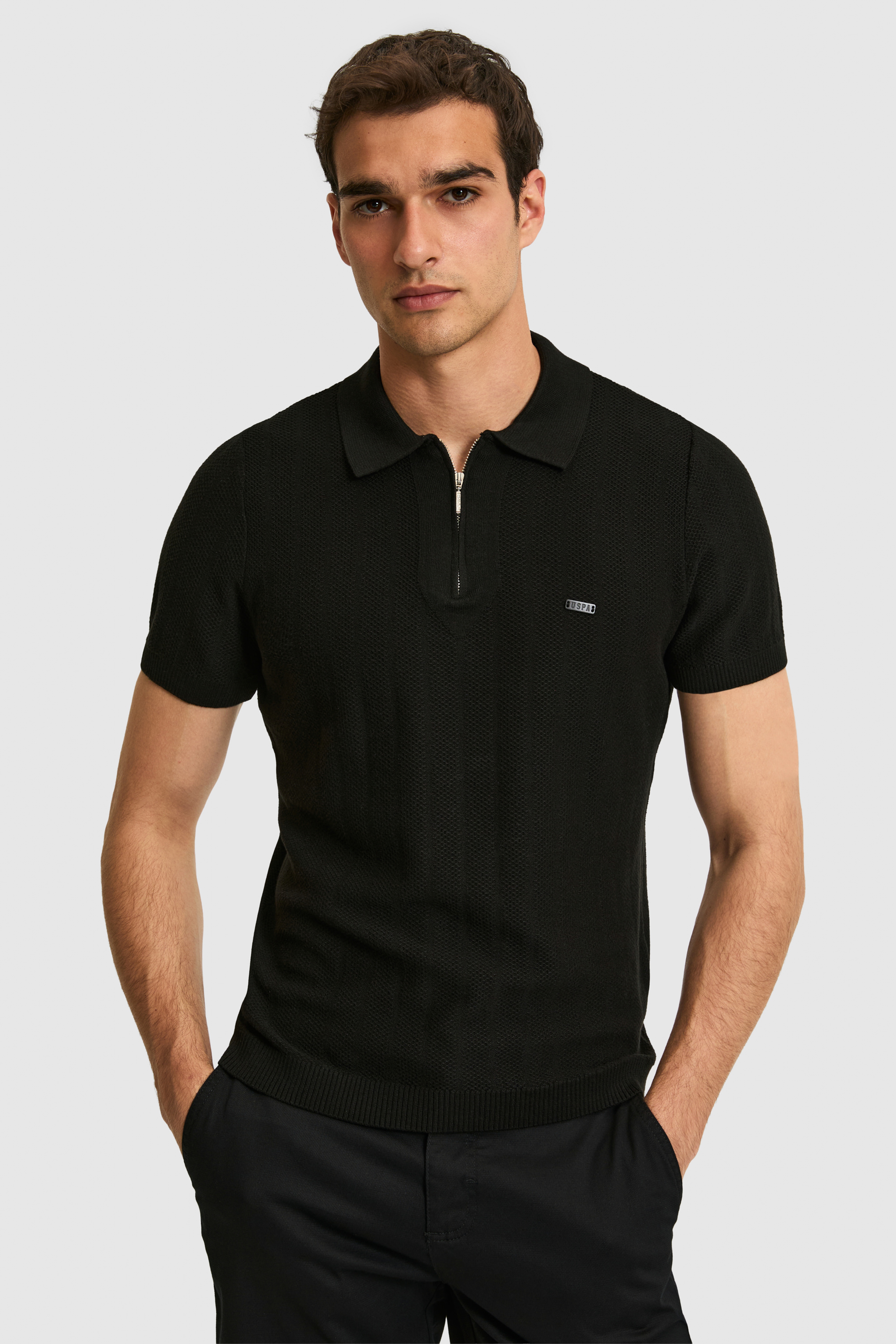 Erkek Regular Fit Polo Yaka Siyah Tişört