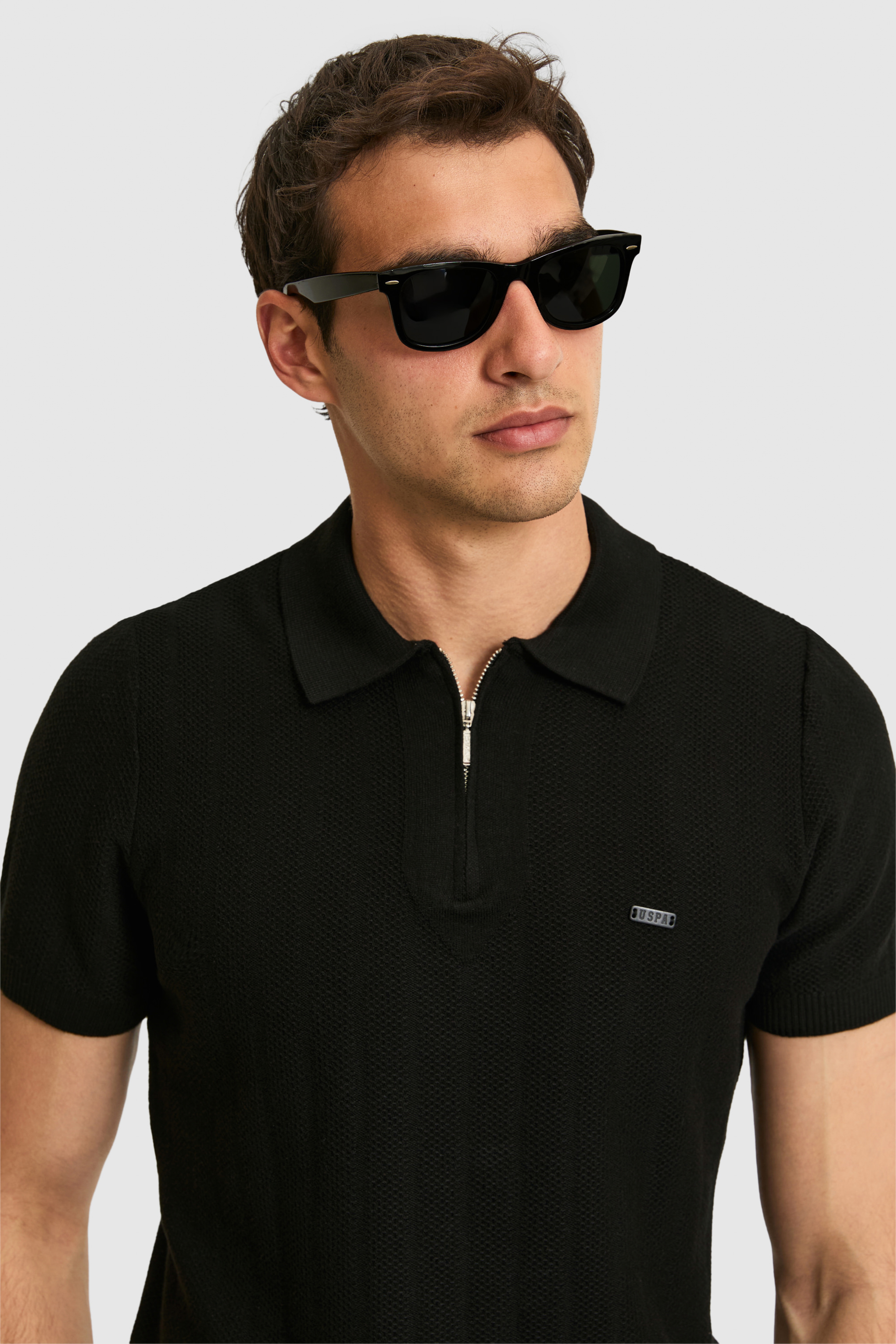 Erkek Regular Fit Polo Yaka Siyah Tişört