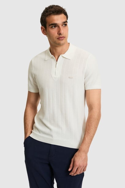 Erkek Regular Fit Polo Yaka Beyaz Tişört