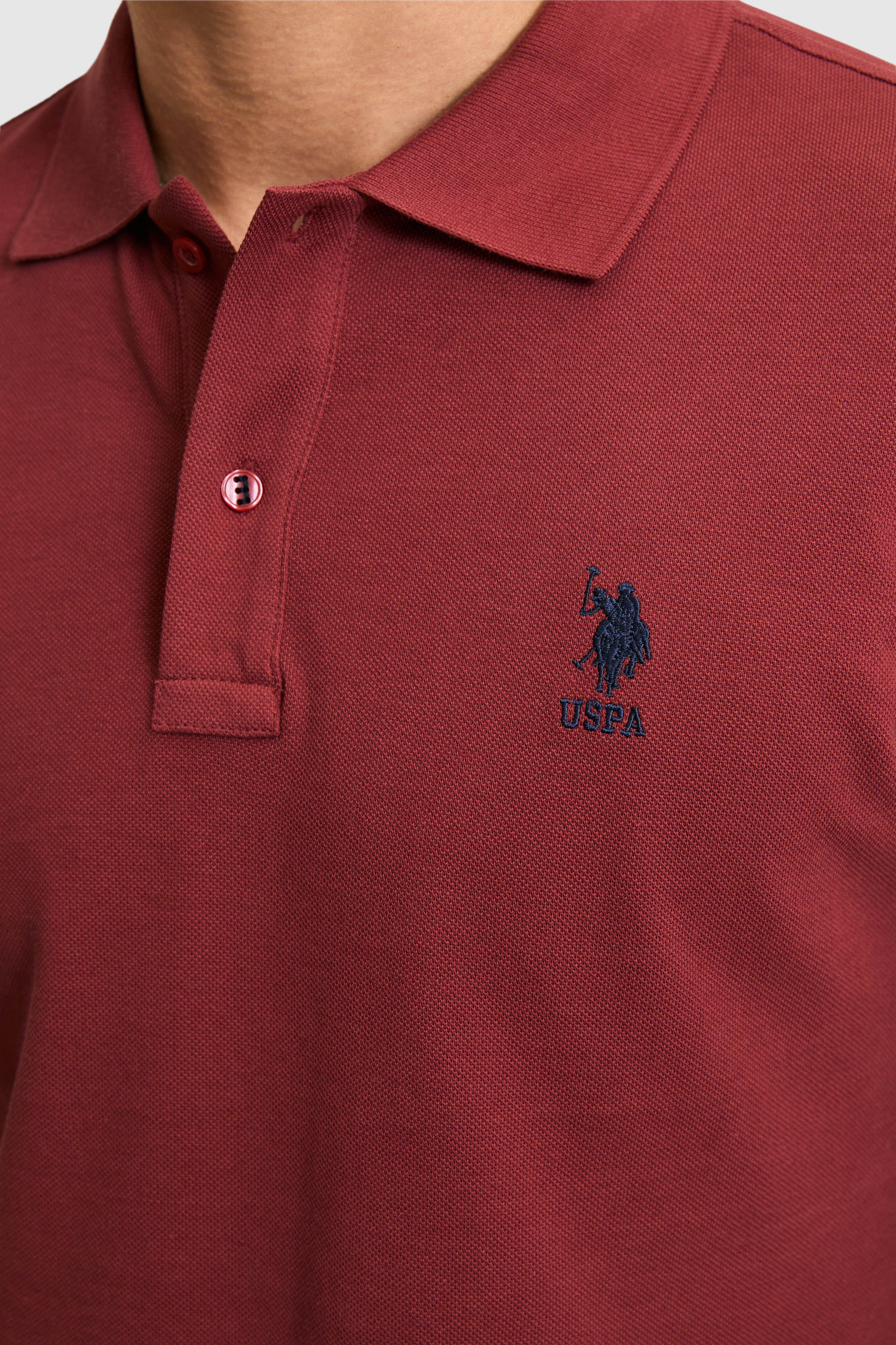 Erkek Slim Fit Polo Yaka Vişne Basic Tişört - Image 6