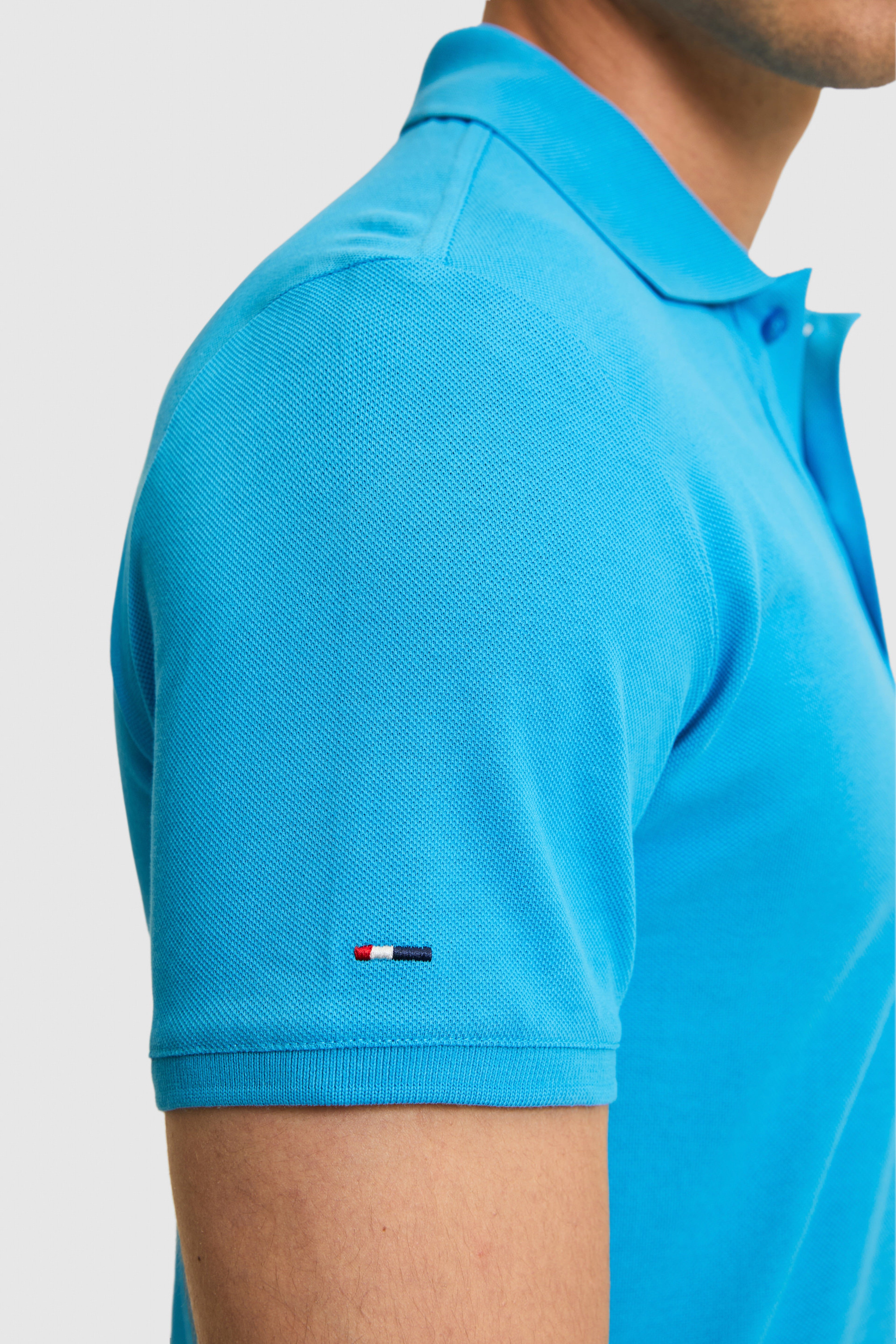 Erkek Slim Fit Polo Yaka Kobalt Mavi Basic Tişört - Image 7
