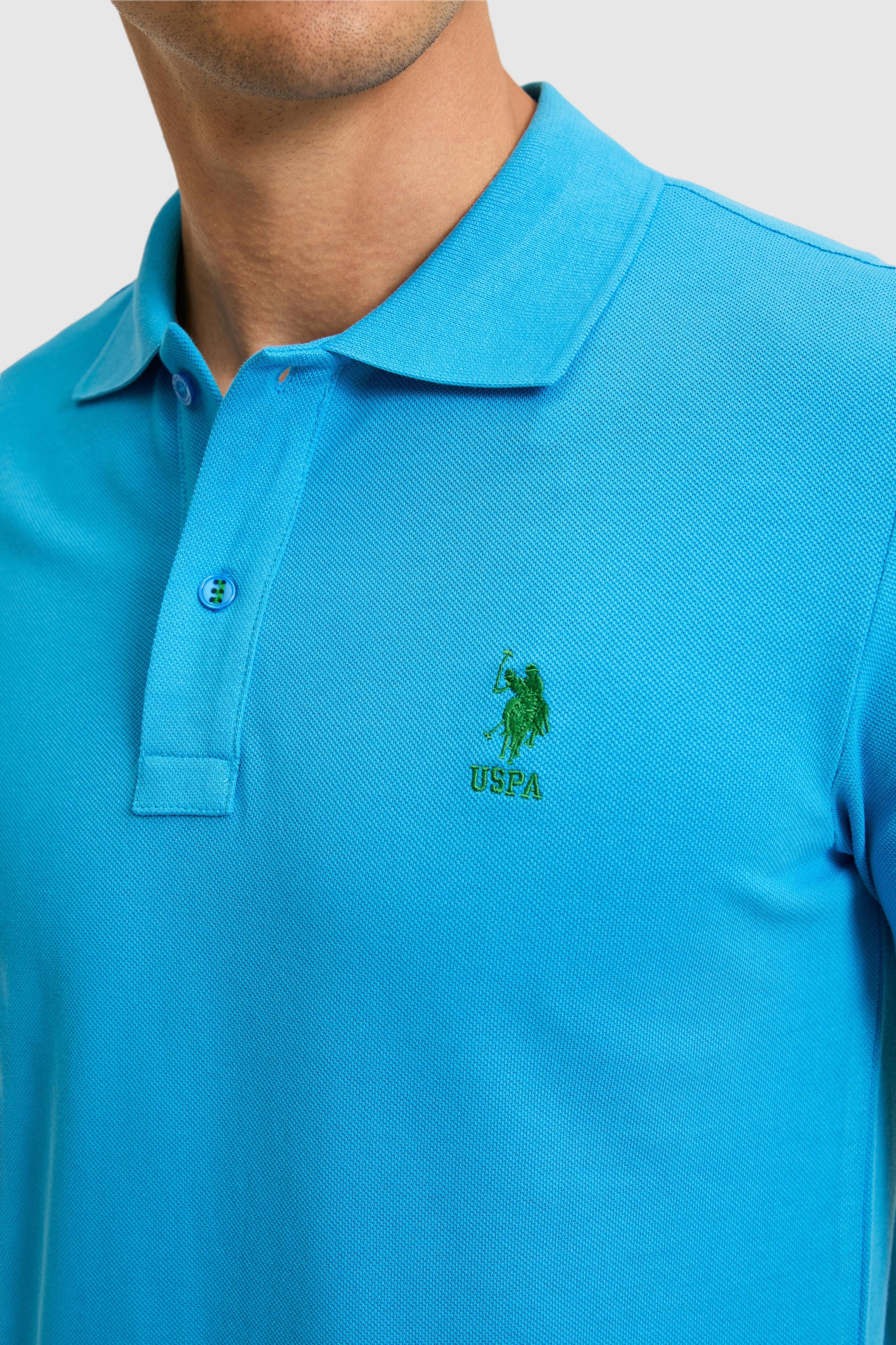 Erkek Slim Fit Polo Yaka Kobalt Mavi Basic Tişört - Image 6