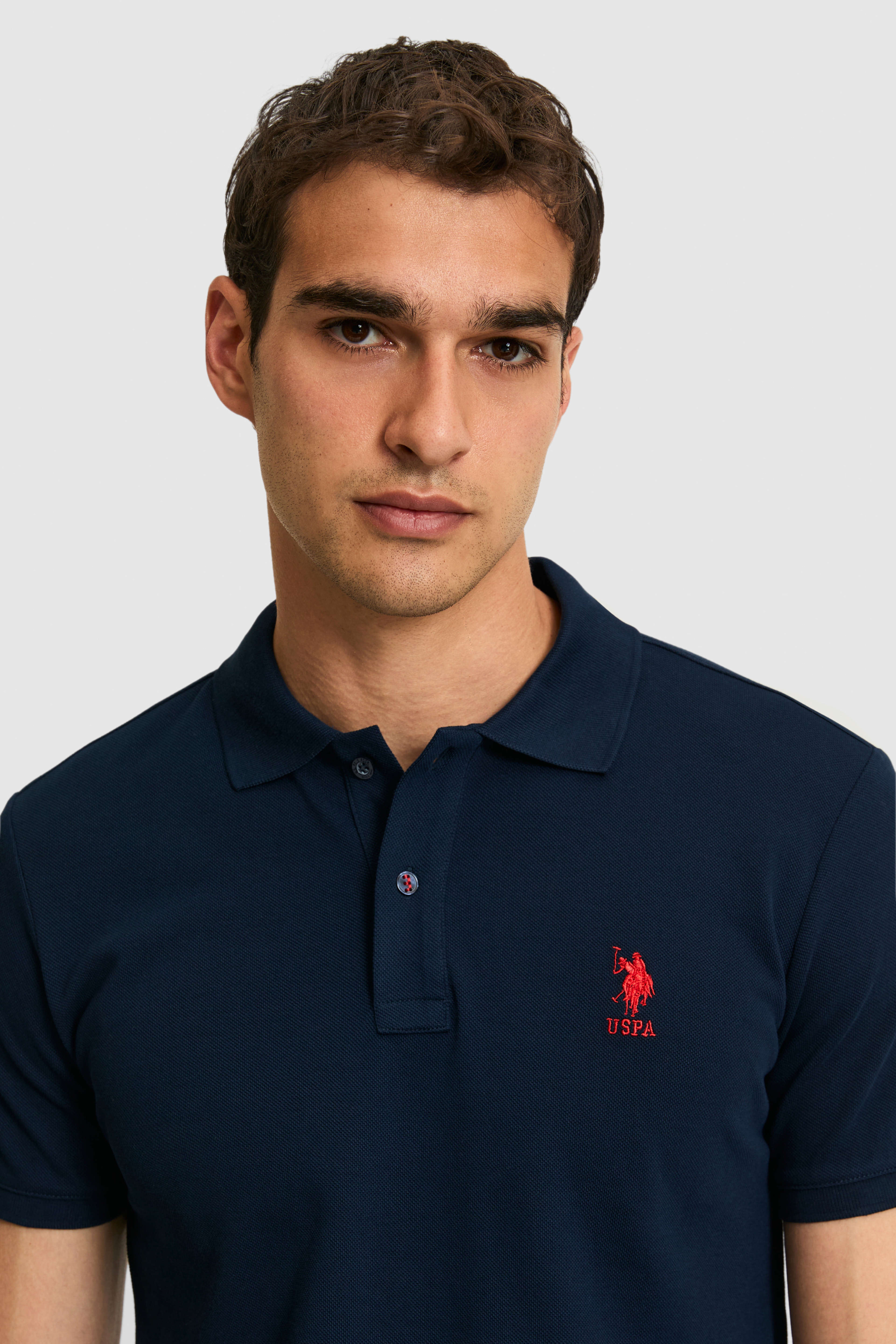 Erkek Slim Fit Polo Yaka Lacivert Basic Tişört - Image 2