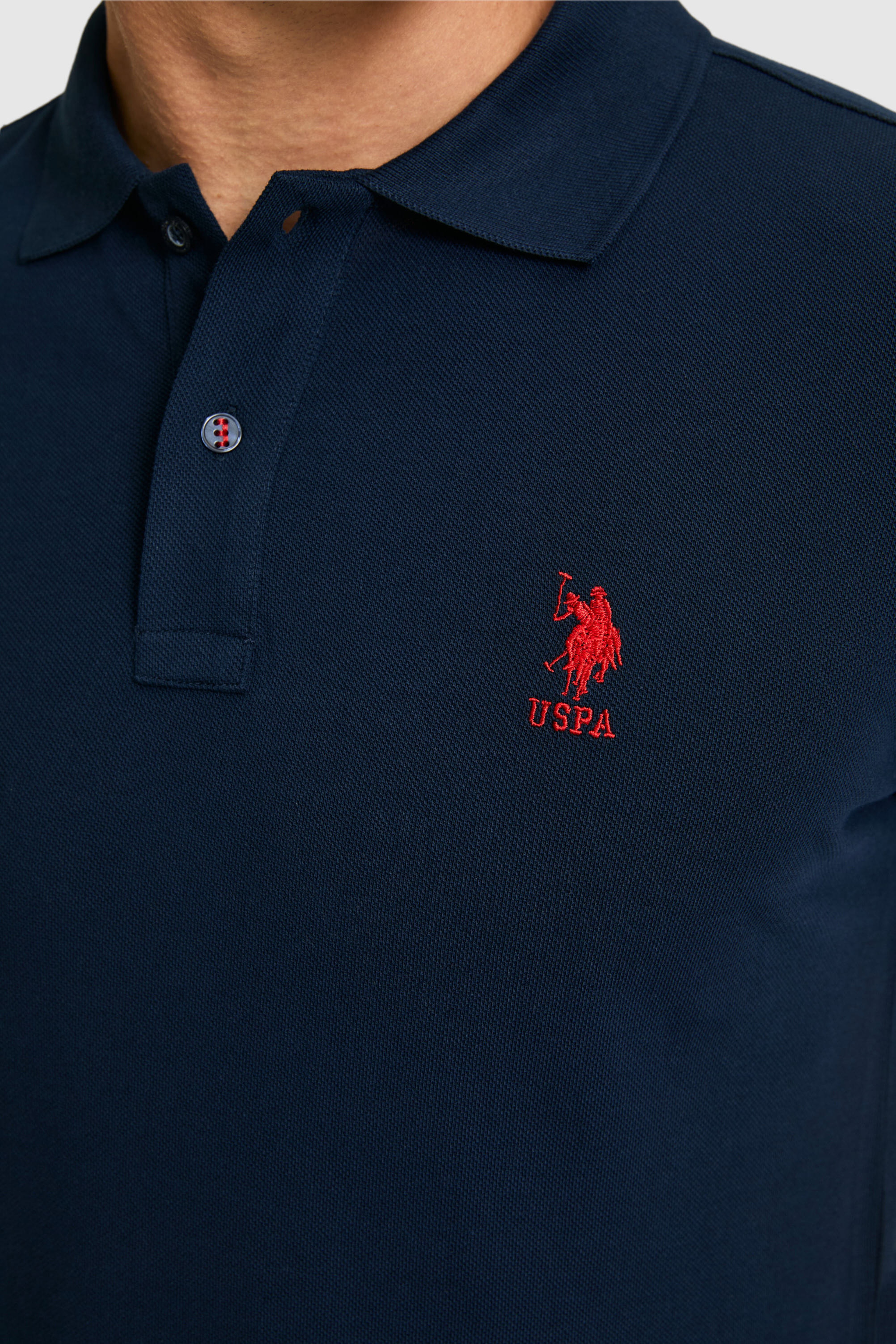 Erkek Slim Fit Polo Yaka Lacivert Basic Tişört