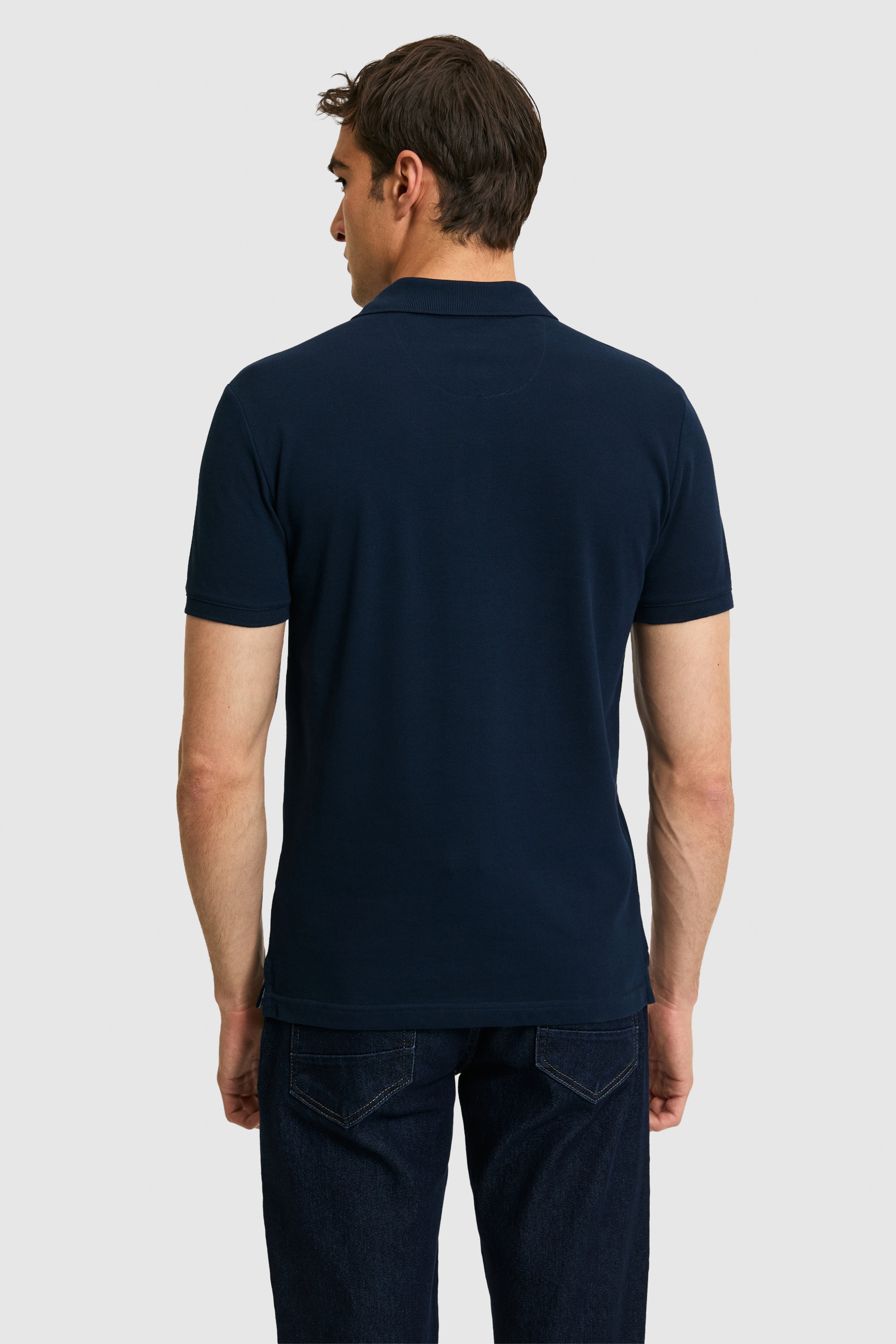 Erkek Slim Fit Polo Yaka Lacivert Basic Tişört