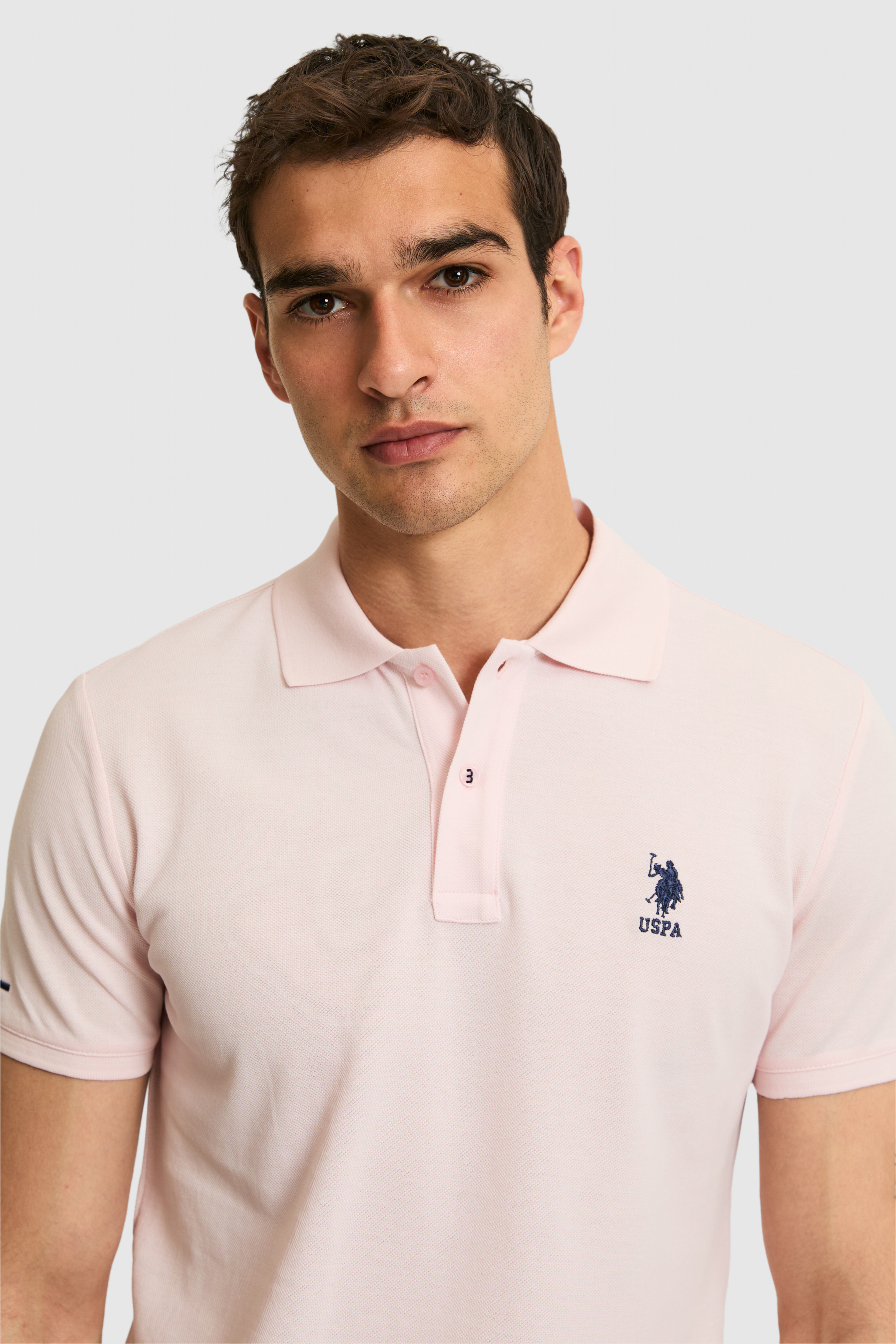 Erkek Slim Fit Polo Yaka Açık Pembe Basic Tişört - Image 2