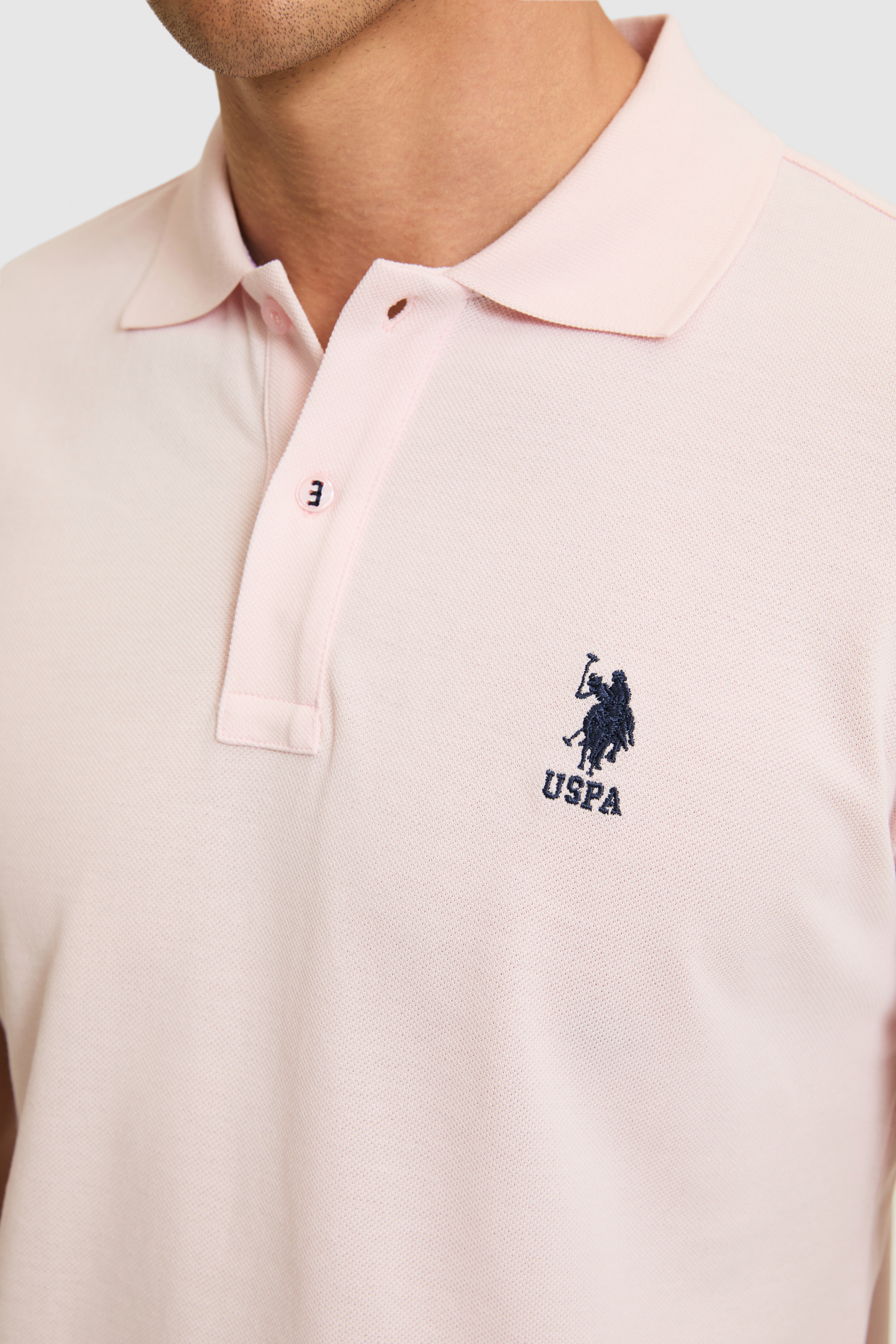 Erkek Slim Fit Polo Yaka Açık Pembe Basic Tişört - Image 6