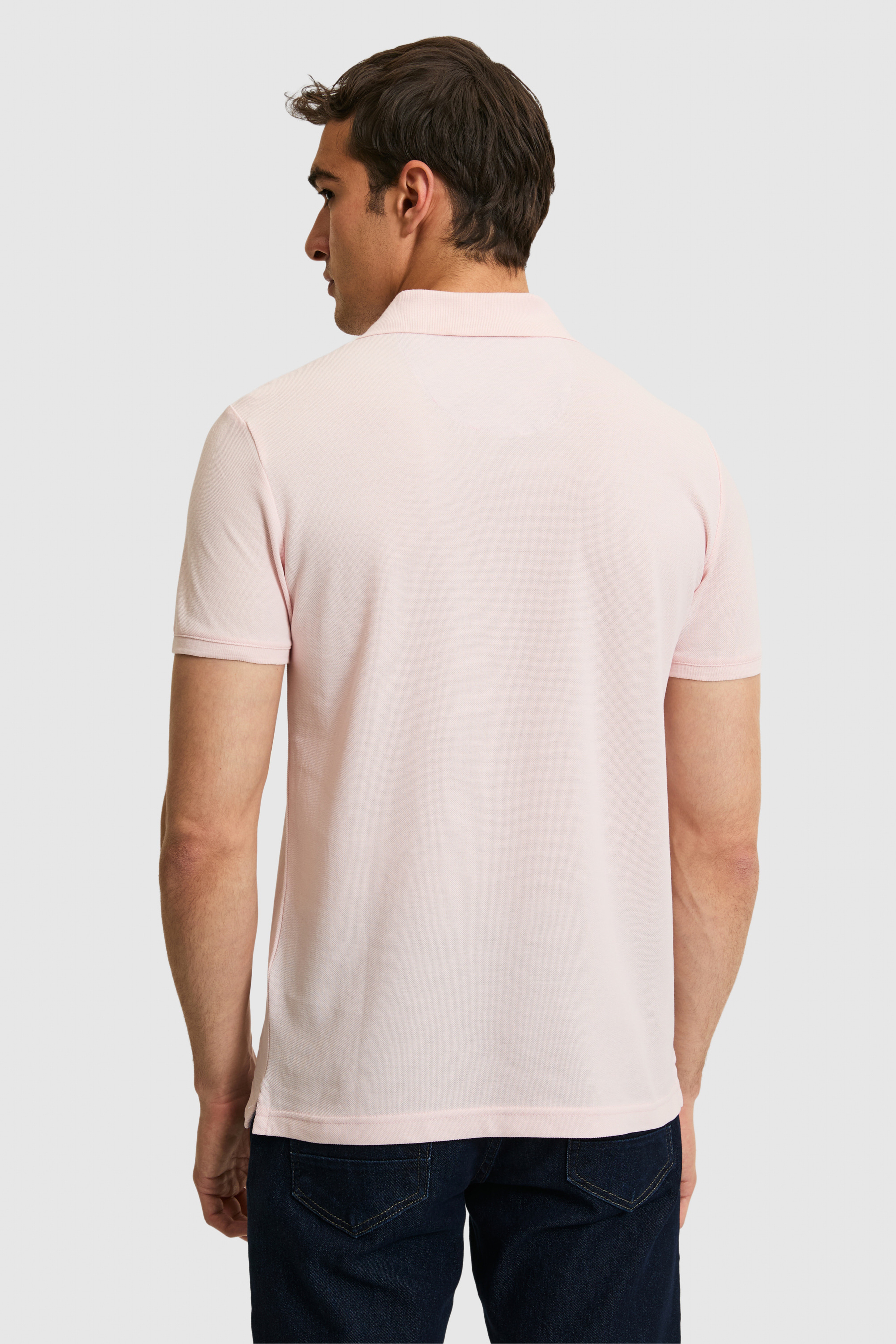 Erkek Slim Fit Polo Yaka Açık Pembe Basic Tişört - Image 5