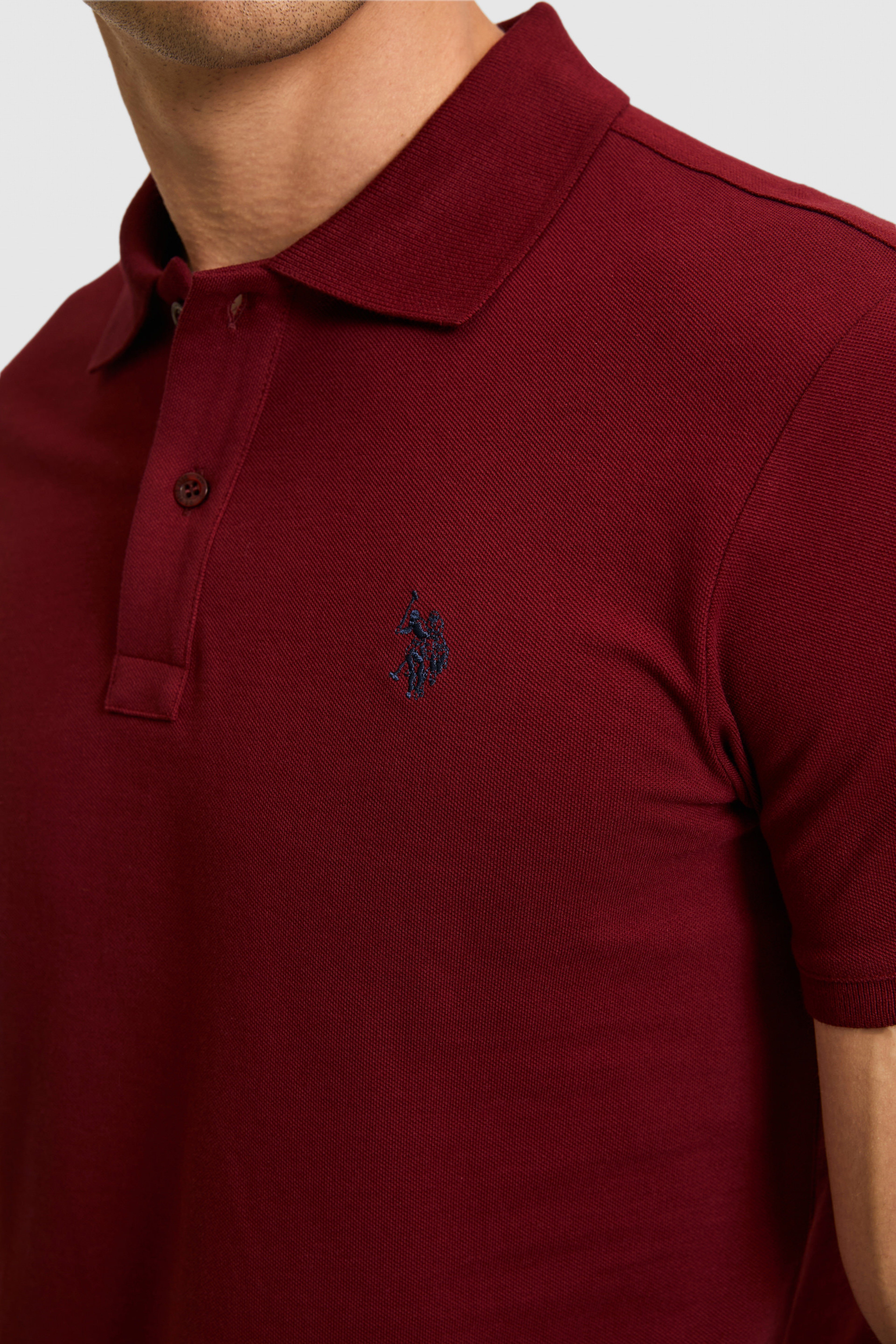 Erkek Slim Fit Polo Yaka Bordo Basic Tişört