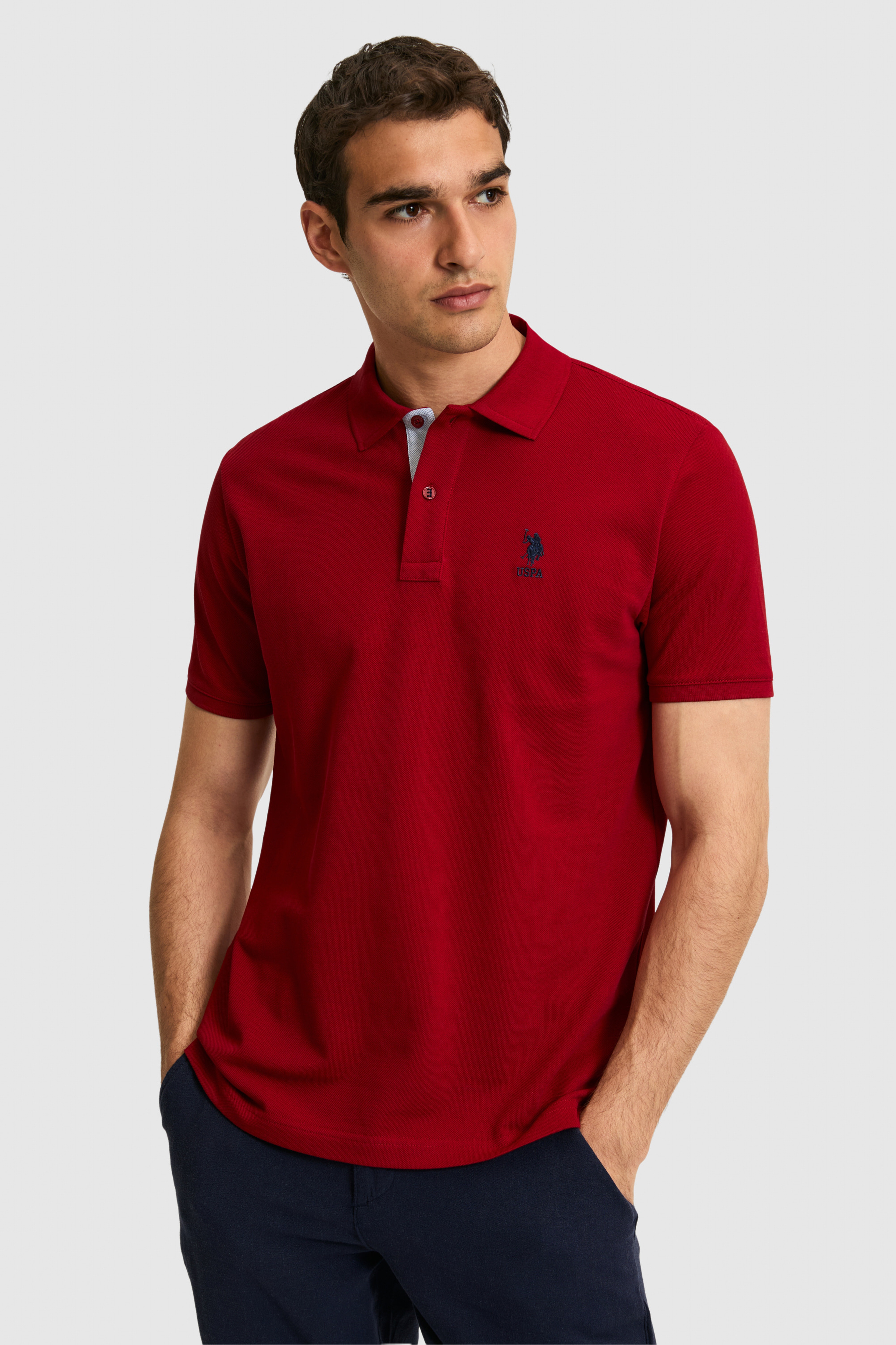 Erkek Regular Fit Polo Yaka Bordo Basic Tişört - Image 1