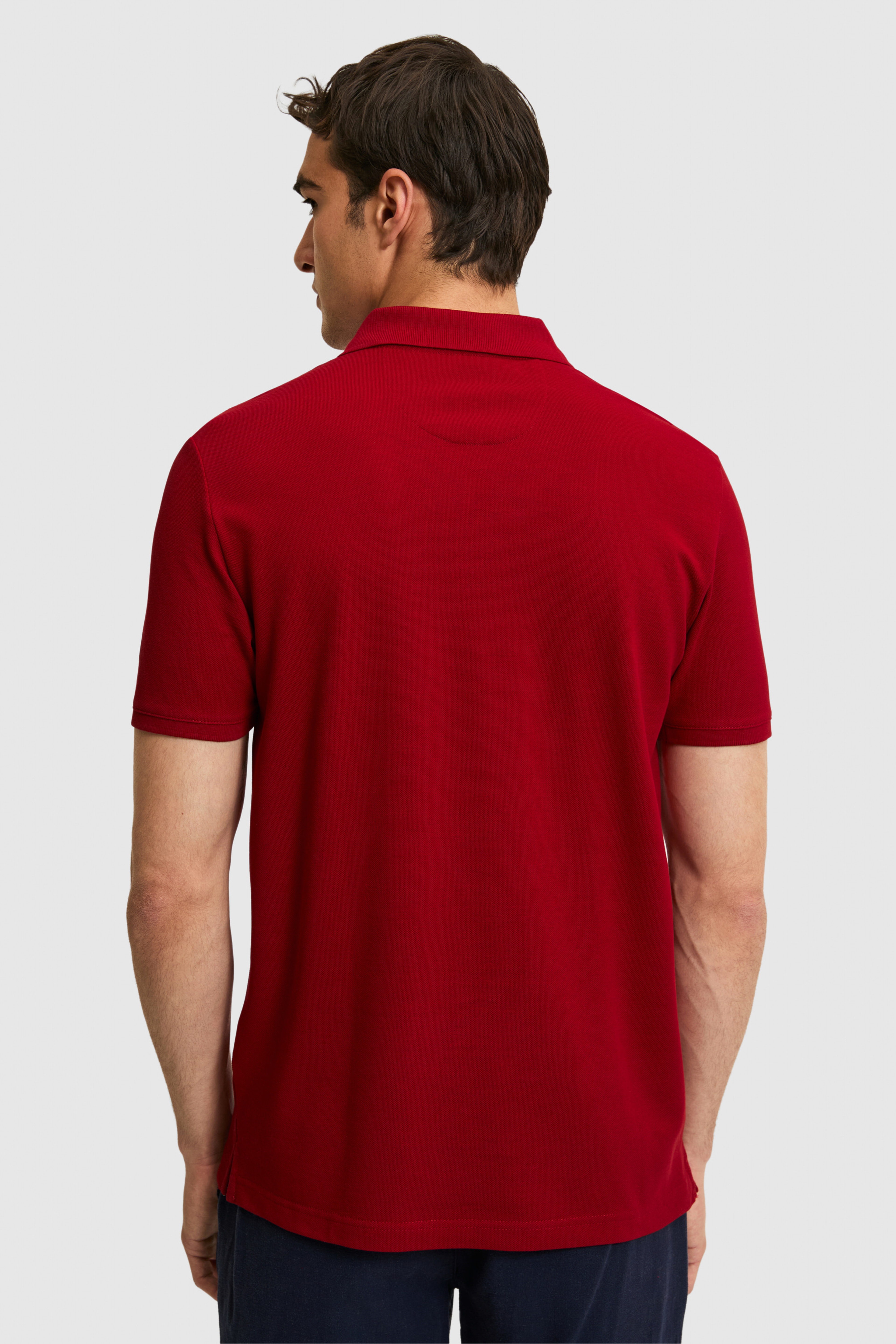 Erkek Regular Fit Polo Yaka Bordo Basic Tişört - Image 5