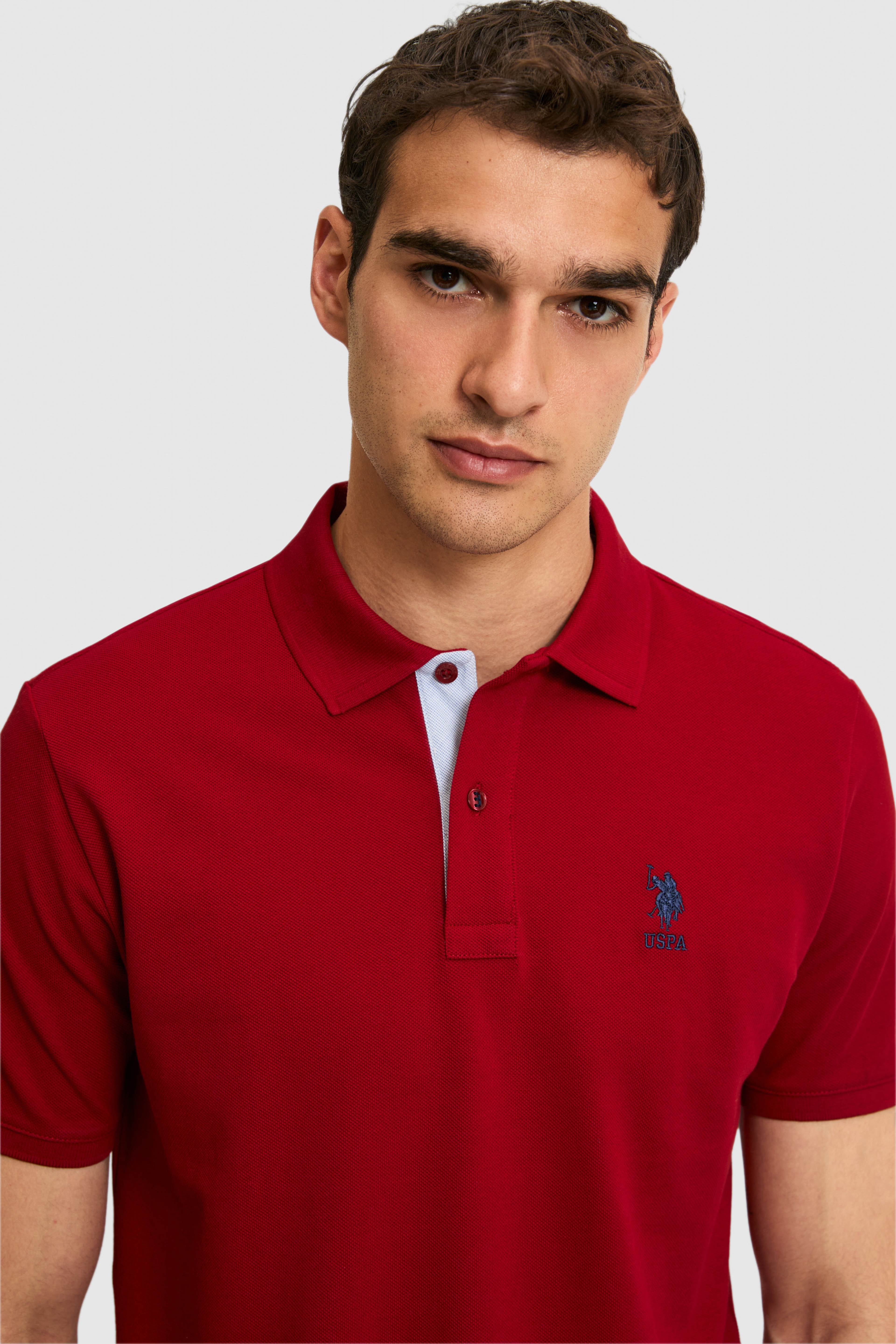 Erkek Regular Fit Polo Yaka Bordo Basic Tişört - Image 2