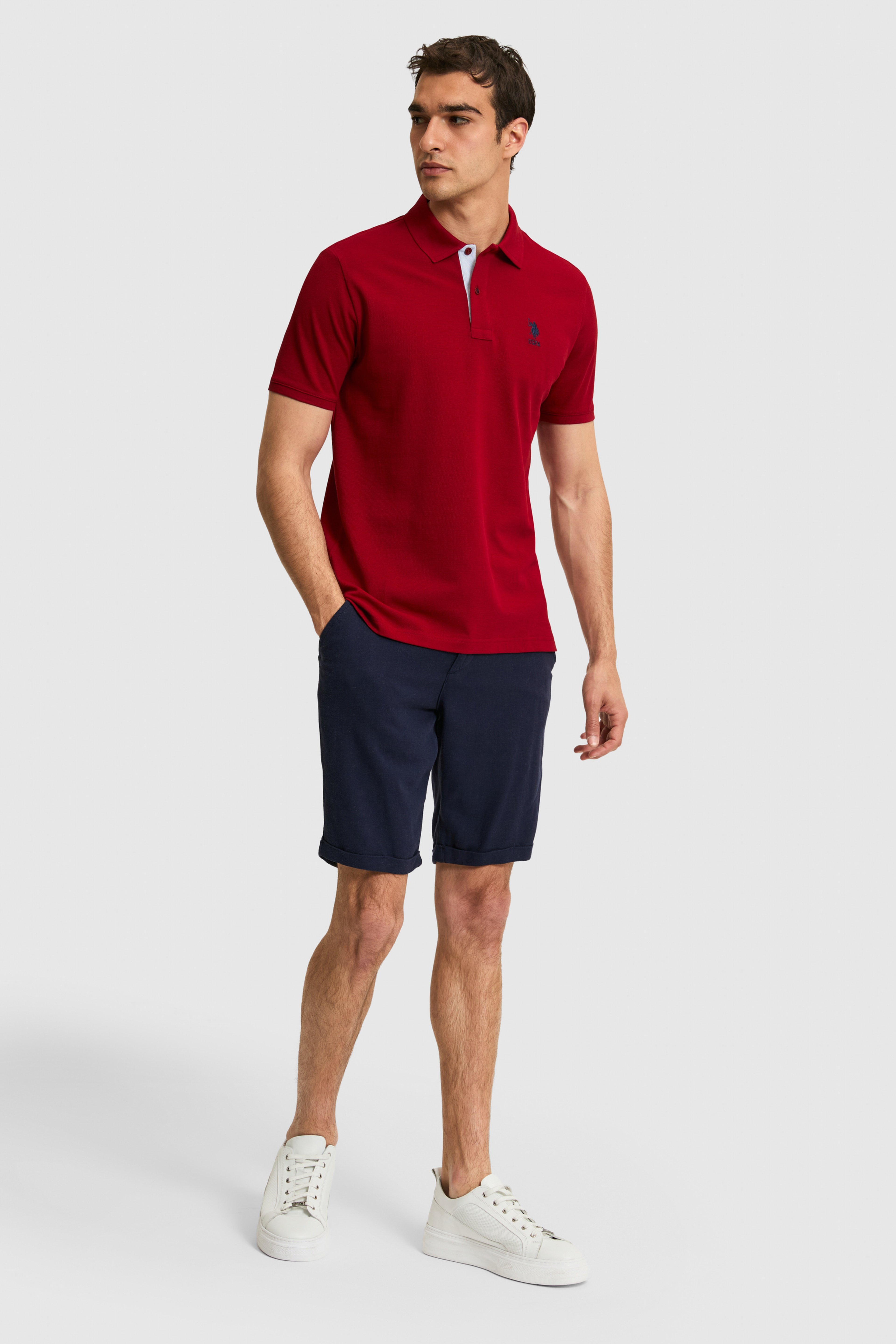 Erkek Regular Fit Polo Yaka Bordo Basic Tişört