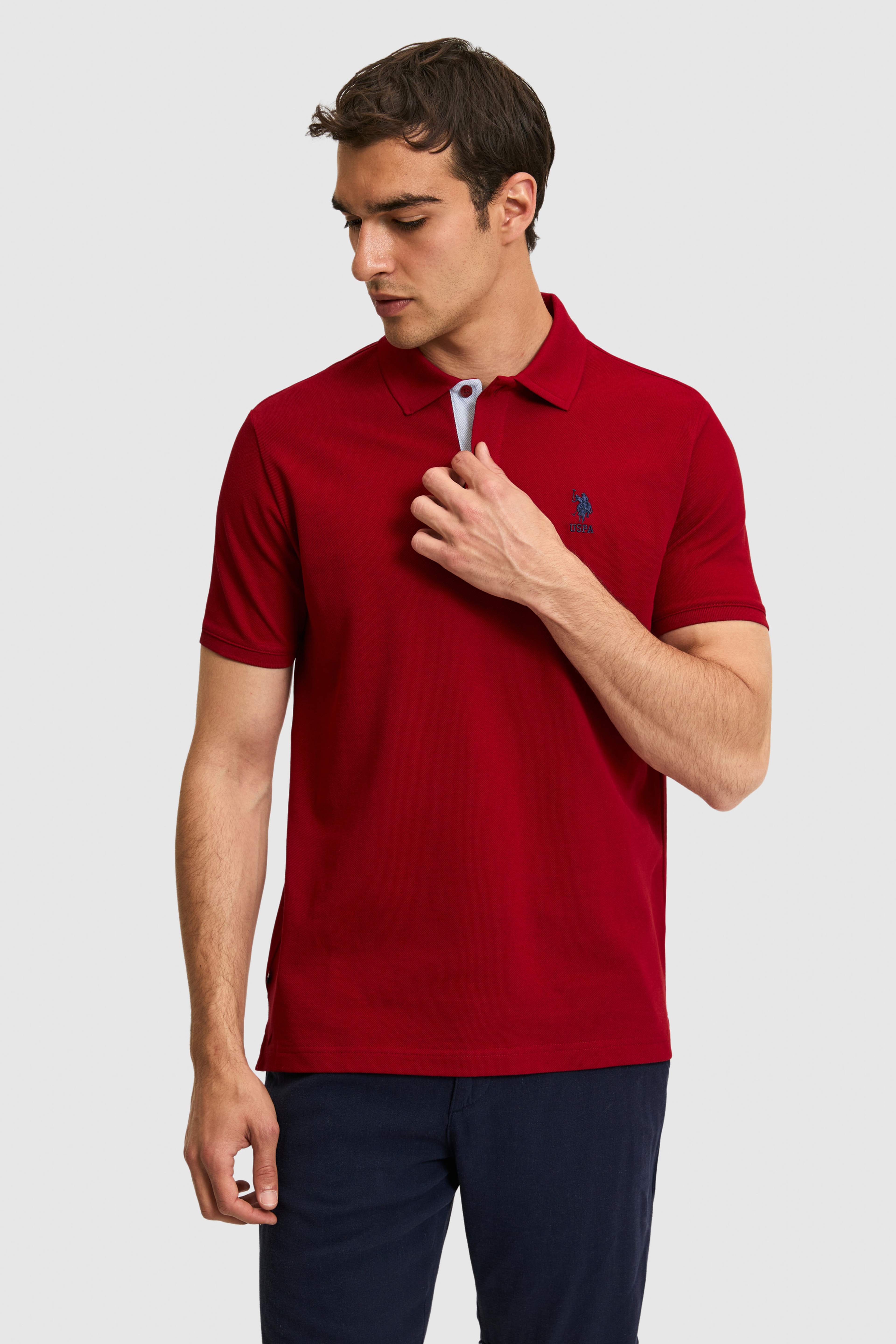 Erkek Regular Fit Polo Yaka Bordo Basic Tişört