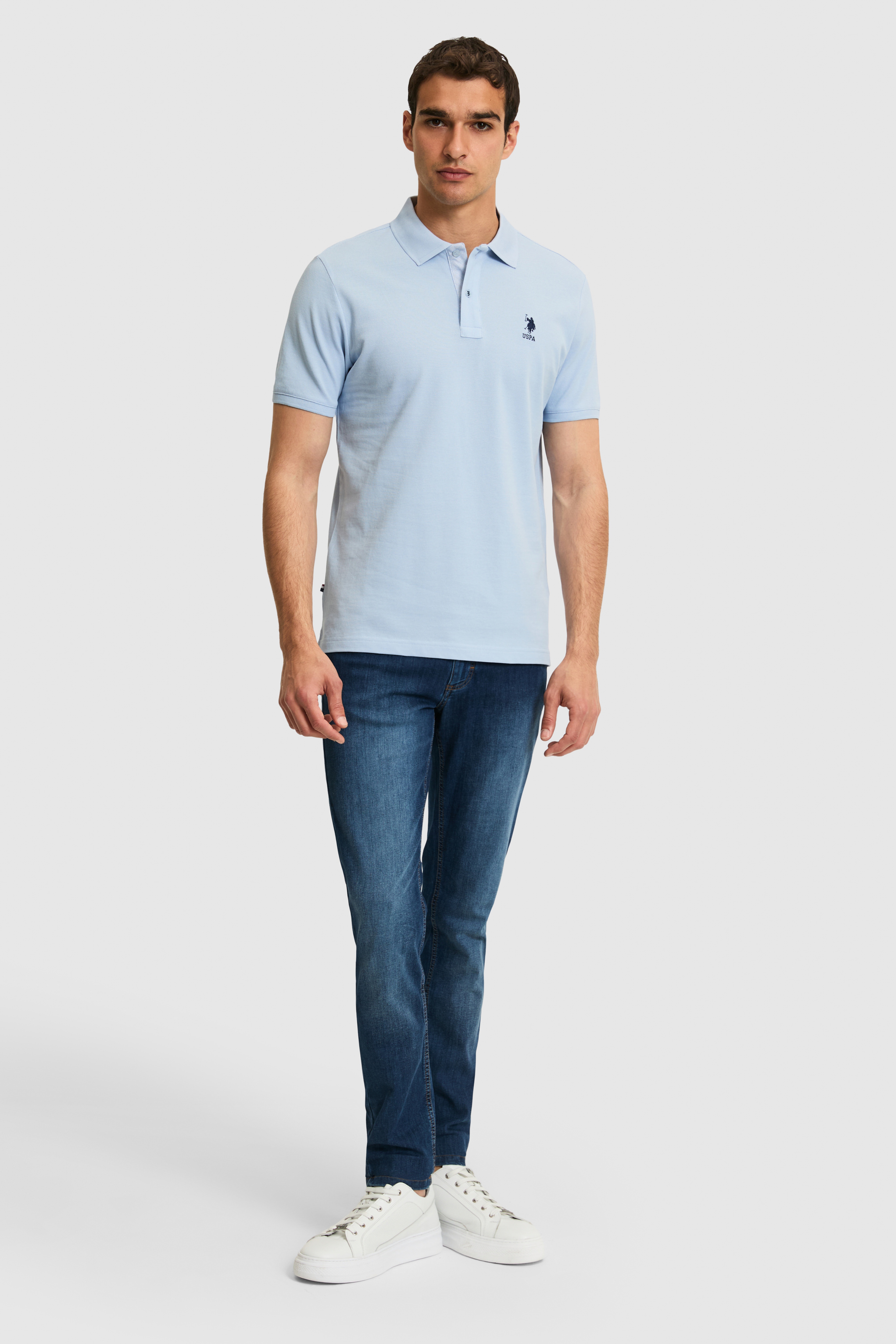 Erkek Regular Fit Açık Mavi Polo Yaka Basic Tişört - Image 4
