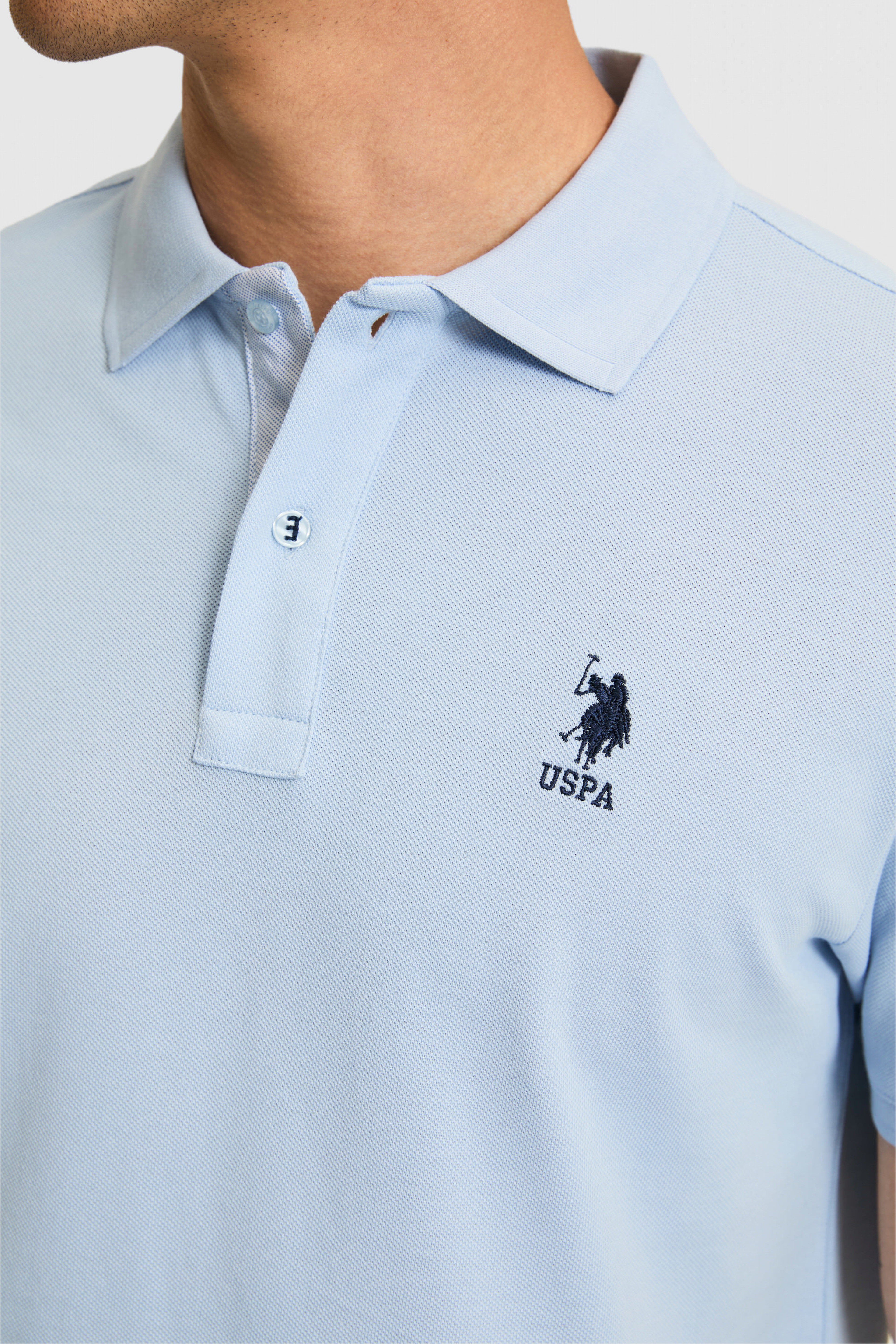 Erkek Regular Fit Açık Mavi Polo Yaka Basic Tişört