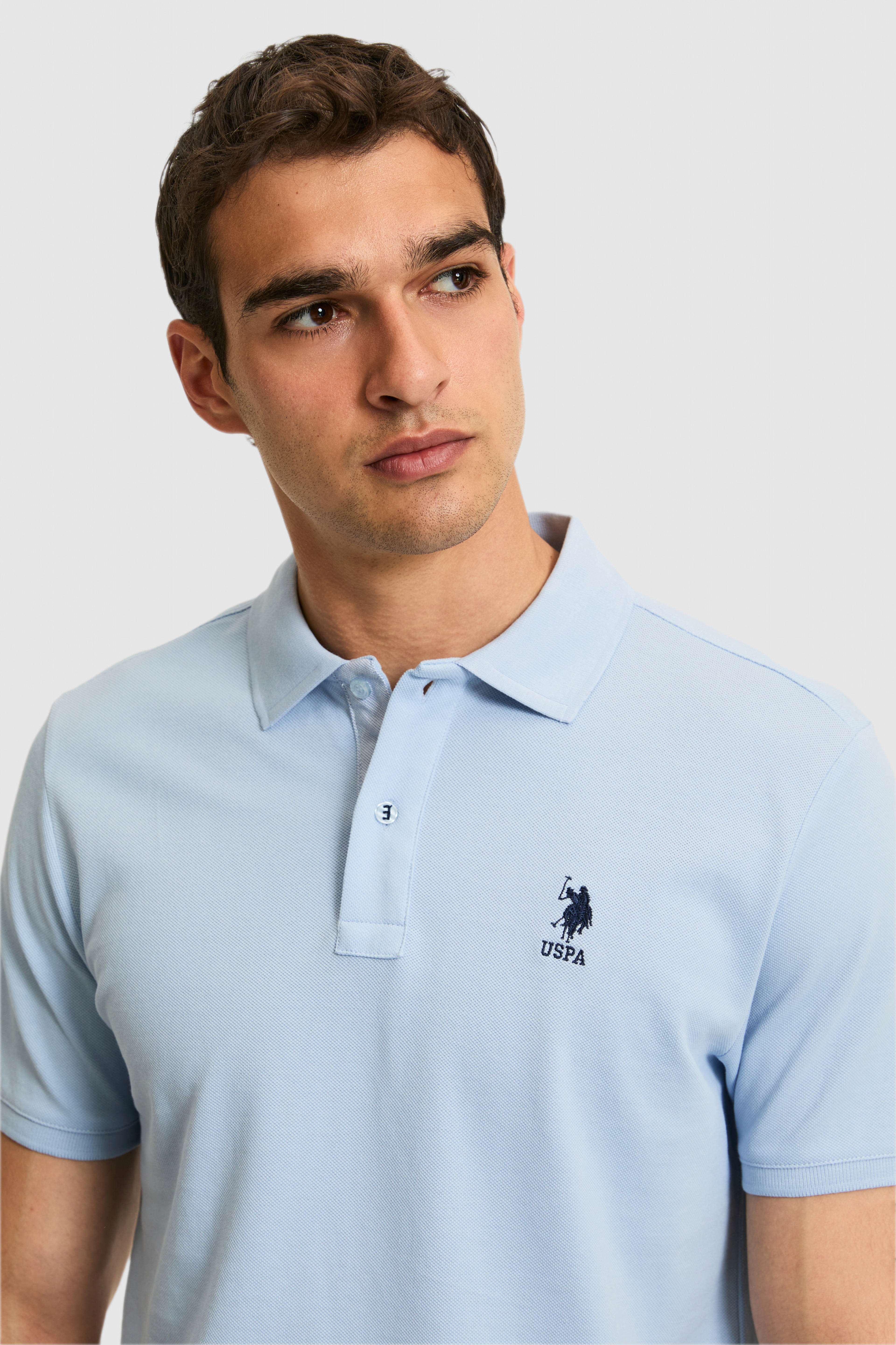 Erkek Regular Fit Açık Mavi Polo Yaka Basic Tişört - Image 2
