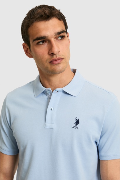 Erkek Regular Fit Açık Mavi Polo Yaka Basic Tişört