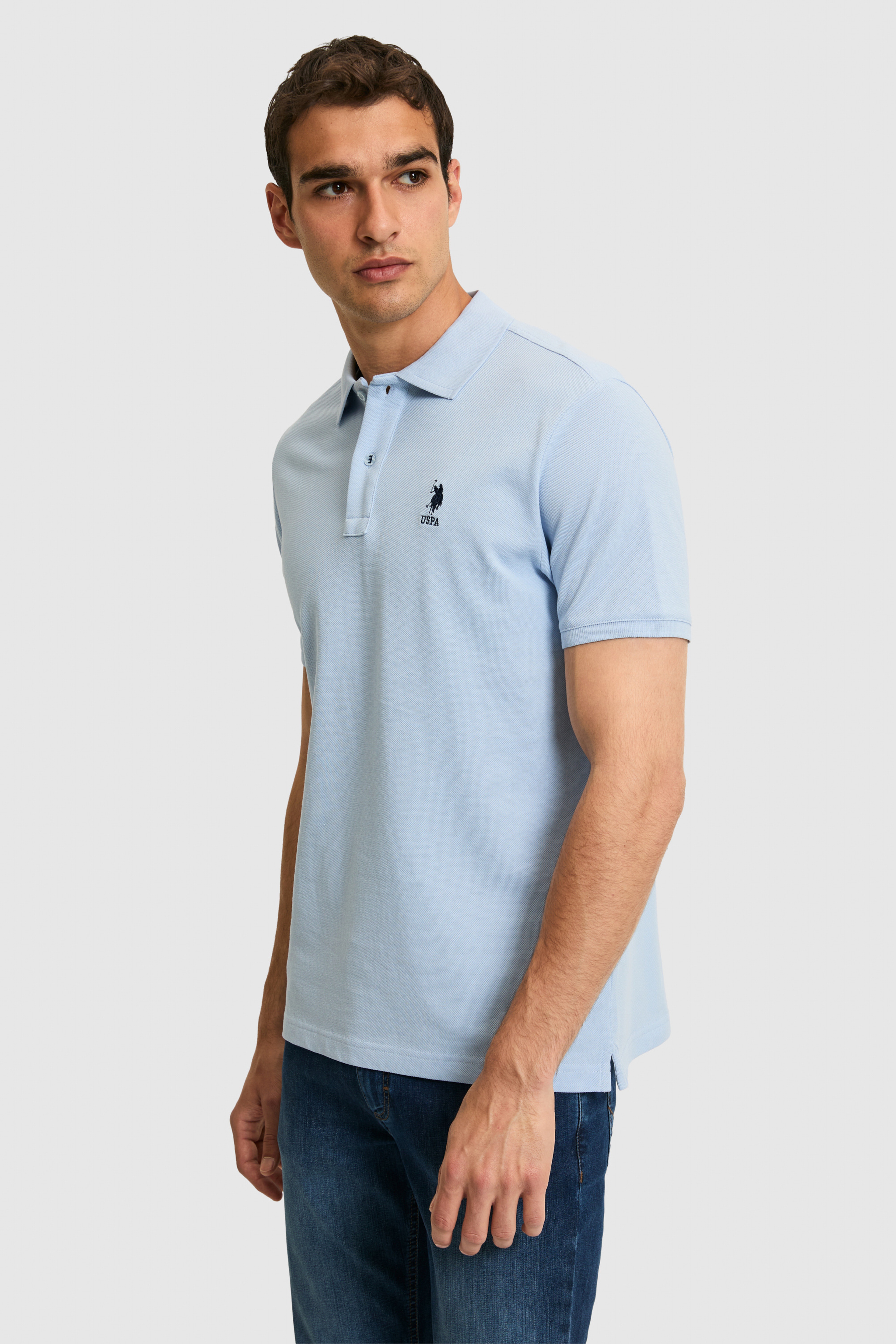 Erkek Regular Fit Açık Mavi Polo Yaka Basic Tişört - Image 3