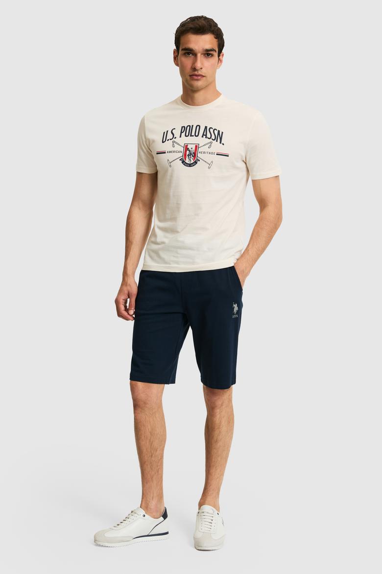 Erkek Regular Fit Bisiklet Yaka Krem Tişört - 50322479001