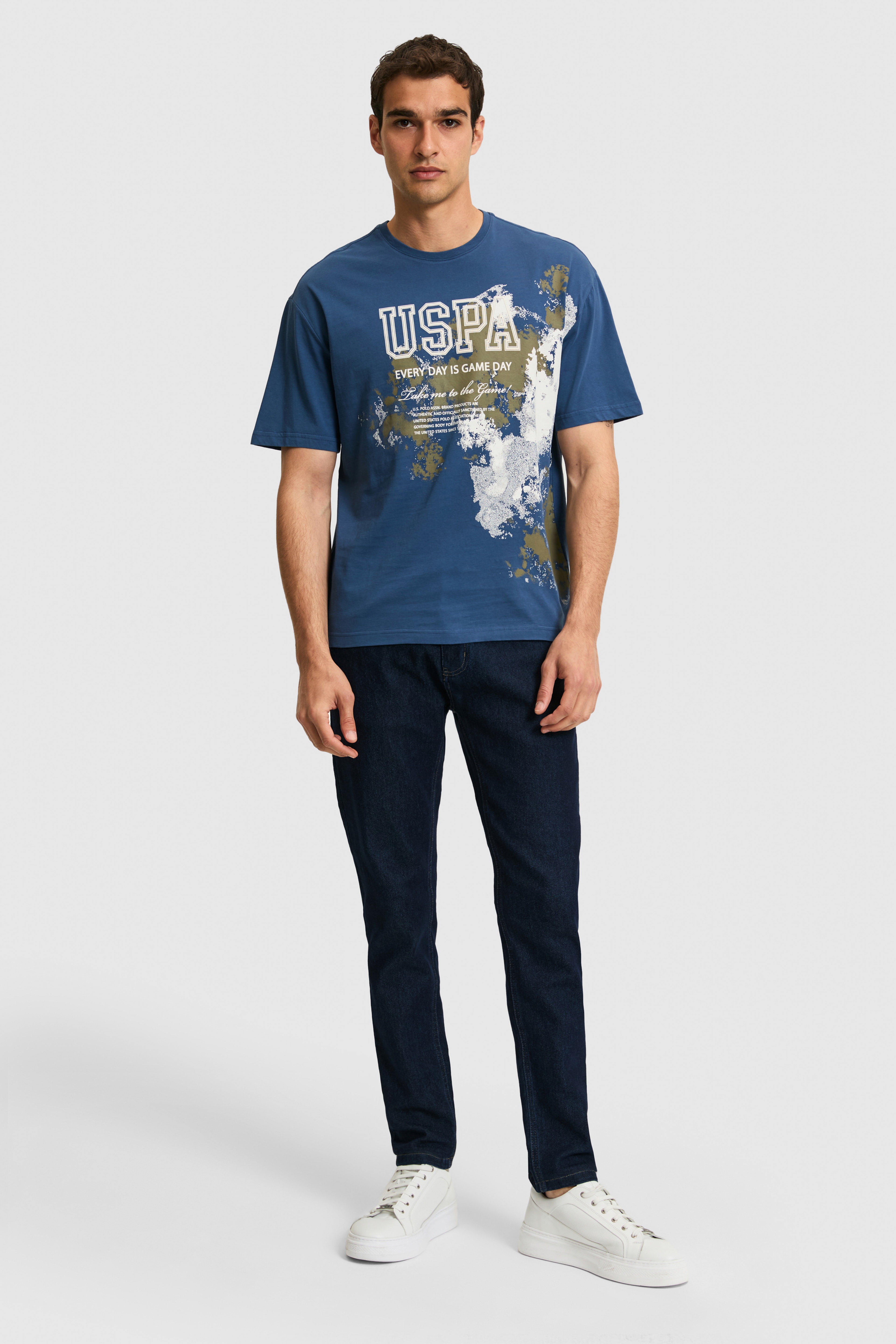 Erkek Comfort Fit Bisiklet Yaka Açık Lacivert Tişört - Image 4