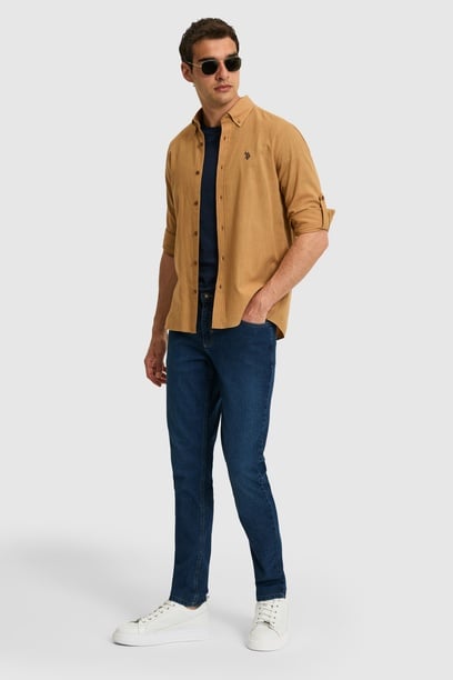 Erkek Slim Fit Mavi Jean Pantolon