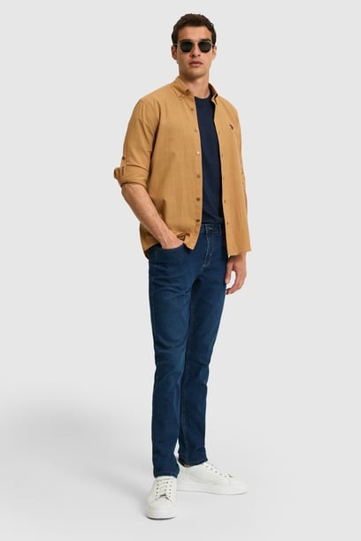 Erkek Slim Fit Mavi Jean Pantolon