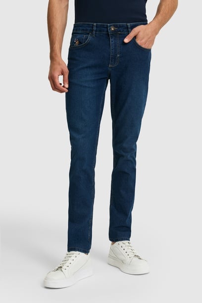 Erkek Slim Fit Mavi Jean Pantolon