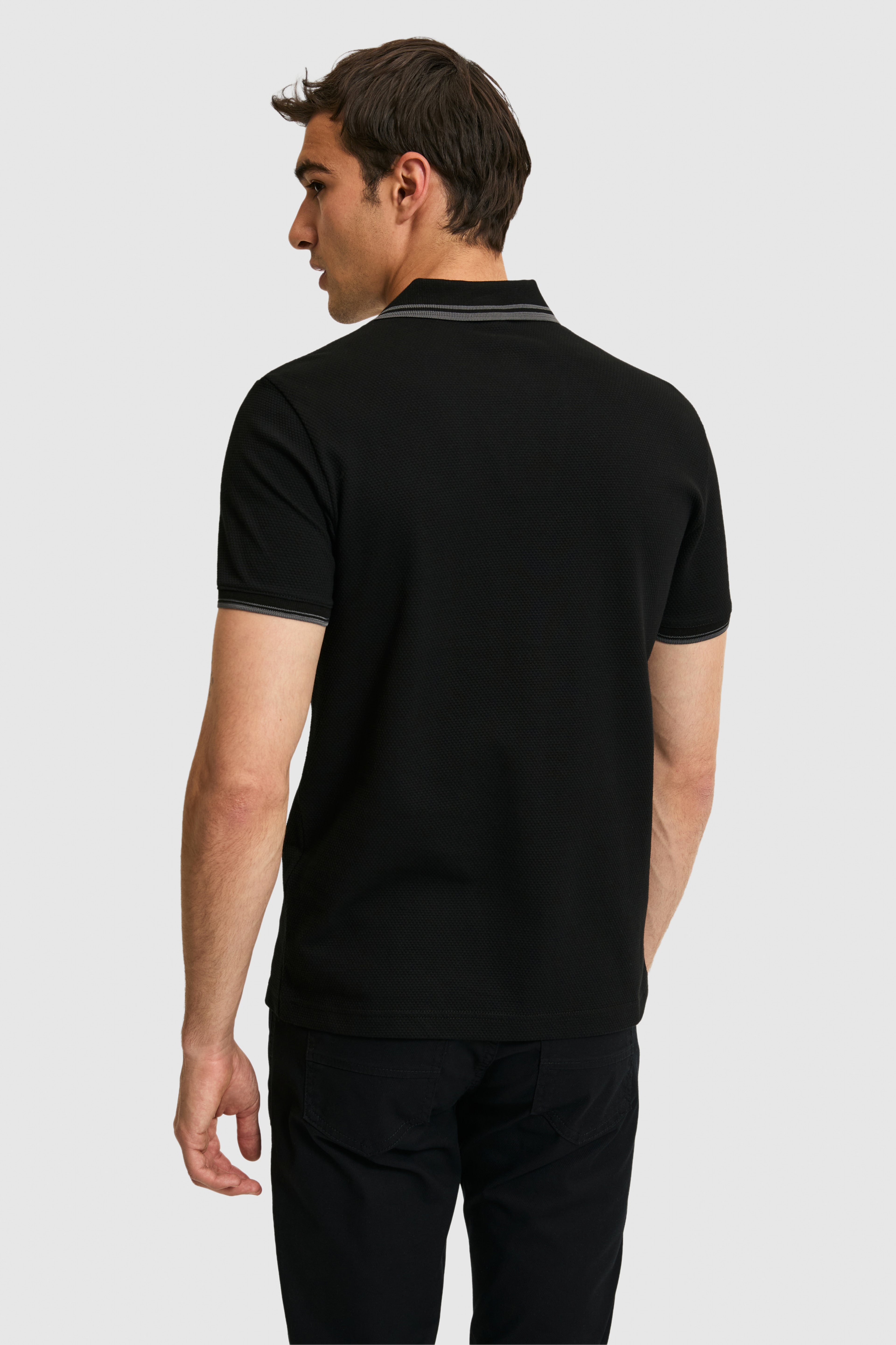 Erkek Slim Fit Polo Yaka Siyah Tişört