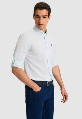 Erkek Su Yeşili Uzun Kollu Basic Gömlek - 50324660087