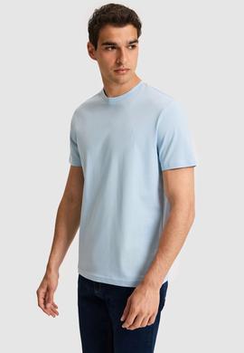 Erkek Regular Fit Bisiklet Yaka Açık Mavi Basic Tişört - 50326953001