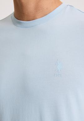 Erkek Regular Fit Bisiklet Yaka Açık Mavi Basic Tişört - 50326953001
