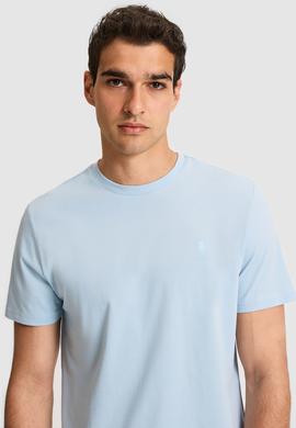 Erkek Regular Fit Bisiklet Yaka Açık Mavi Basic Tişört - 50326953001